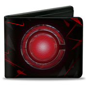 Bi-Fold Wallet - CYBORG C Icon + Text Abstract Black Reds Grays Bi-Fold Wallets DC Comics