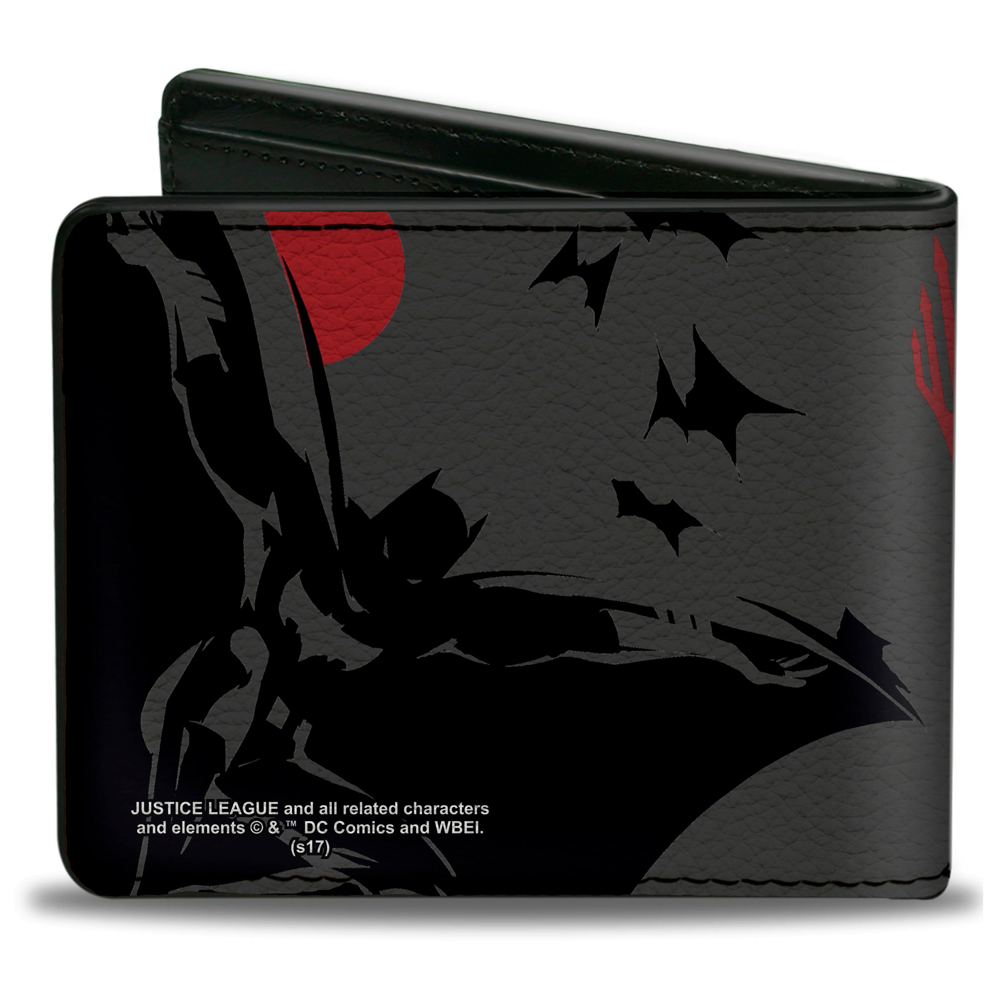 Bi-Fold Wallet - Justice League 2017 4-Superhero Group + Batman Pose Gray Black Red Bi-Fold Wallets DC Comics