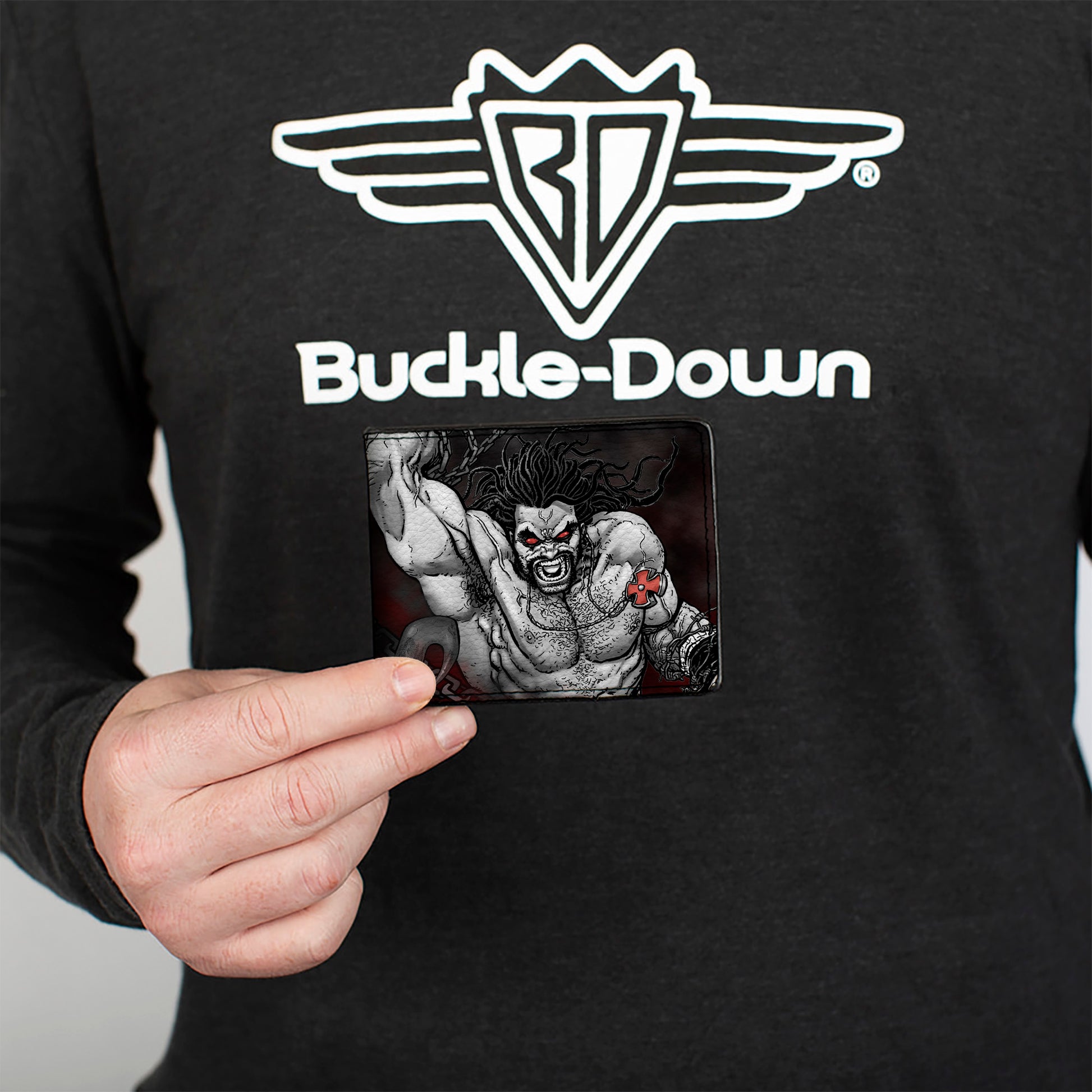 Bi-Fold Wallet - Lobo Action Pose Justice League Forever Evil Issue 23 2 Cover Pose Grays Reds Bi-Fold Wallets DC Comics