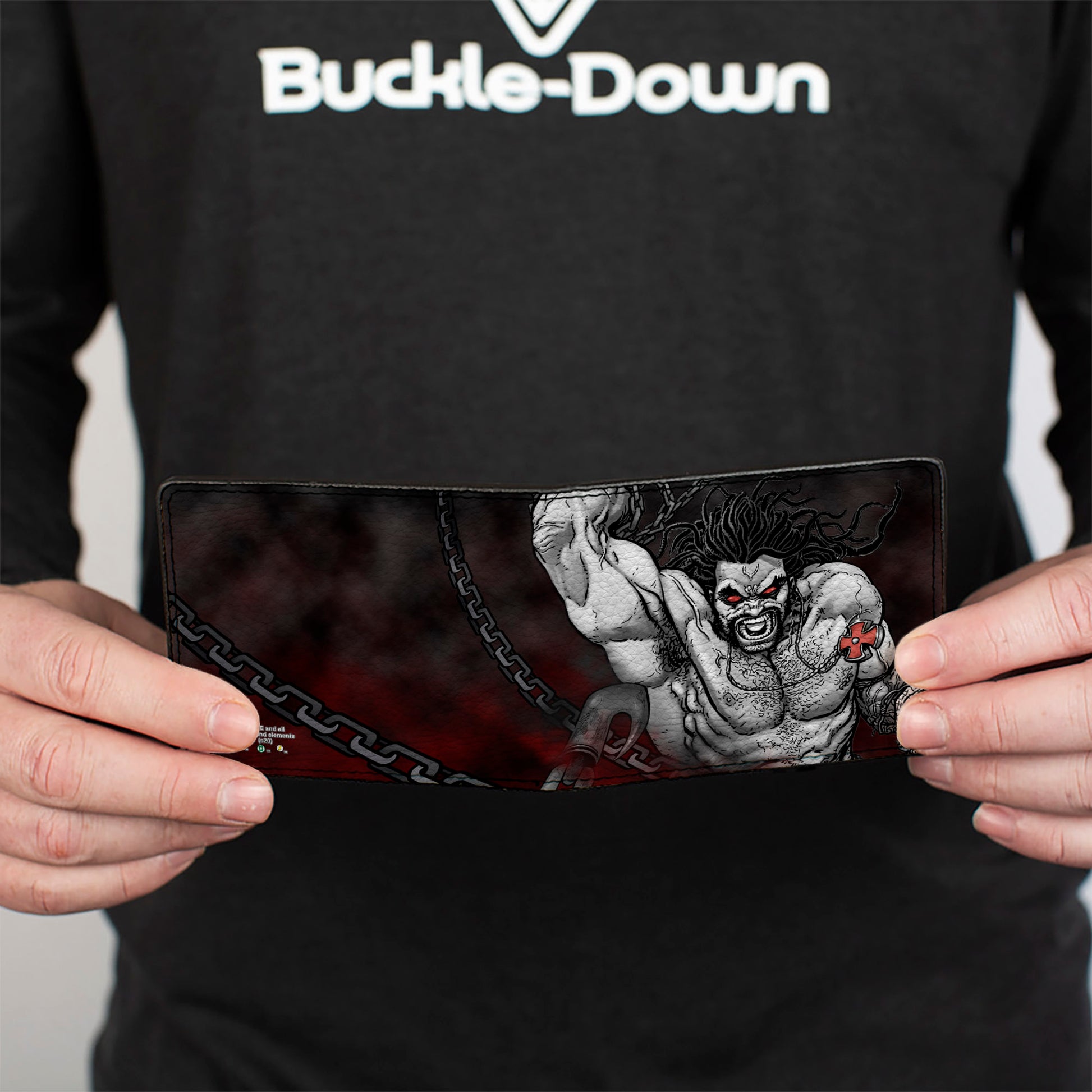 Bi-Fold Wallet - Lobo Action Pose Justice League Forever Evil Issue 23 2 Cover Pose Grays Reds Bi-Fold Wallets DC Comics