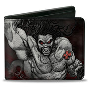 Bi-Fold Wallet - Lobo Action Pose Justice League Forever Evil Issue 23 2 Cover Pose Grays Reds Bi-Fold Wallets DC Comics