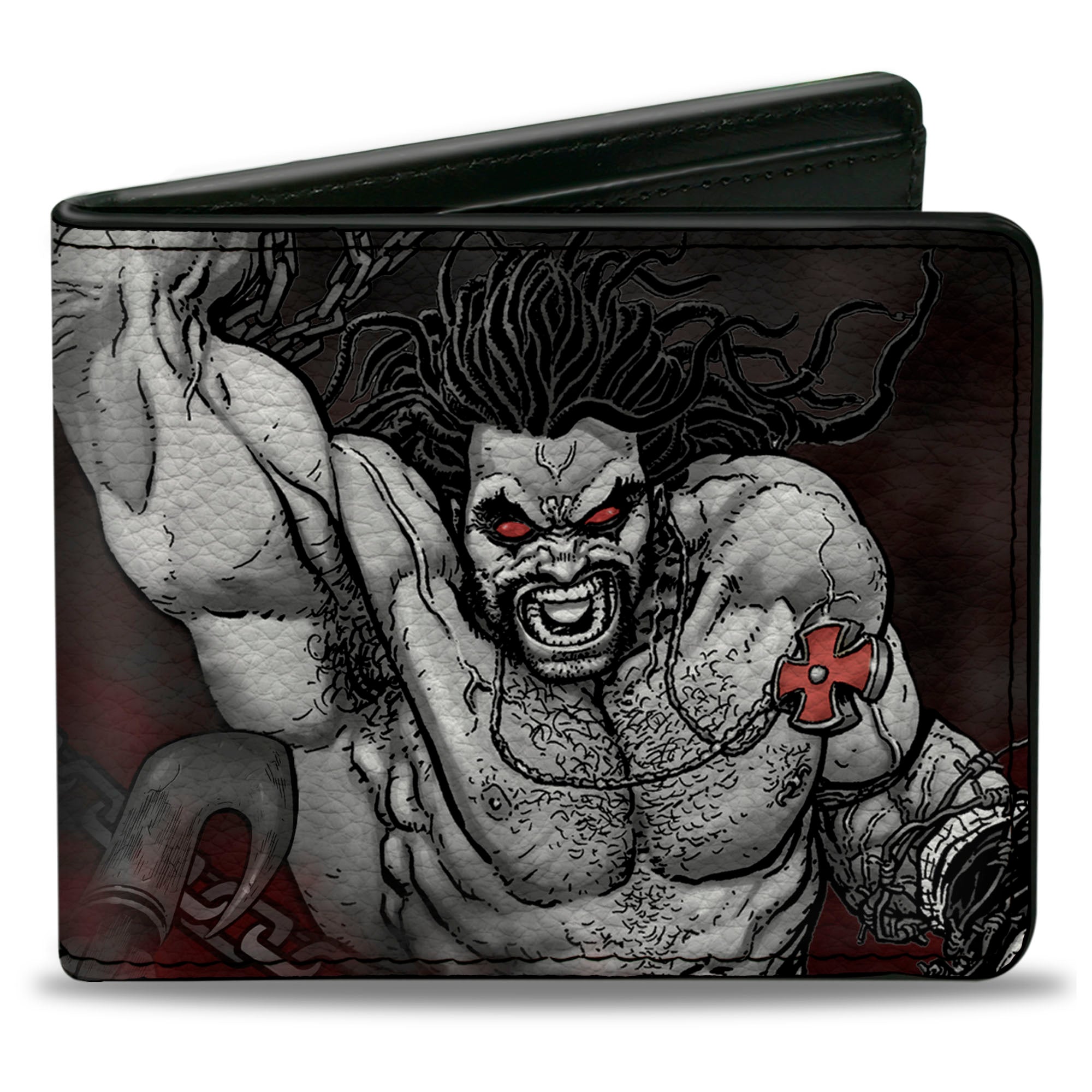 Bi-Fold Wallet - Lobo Action Pose Justice League Forever Evil Issue 23 2 Cover Pose Grays Reds Bi-Fold Wallets DC Comics