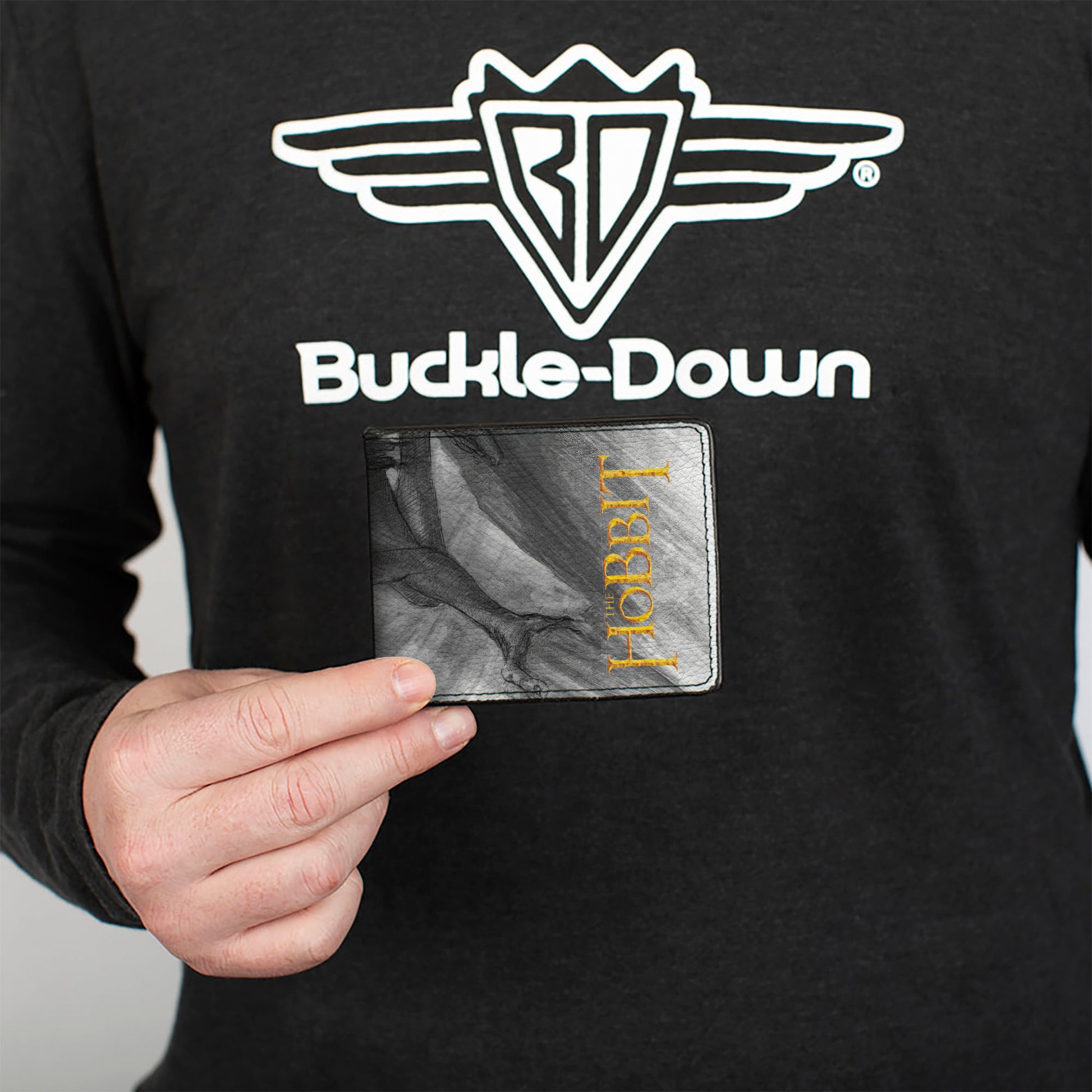 Bi-Fold Wallet - THE HOBBIT Gollum Pose Sketch Grays/Gold Bi-Fold Wallets The Lord of the Rings