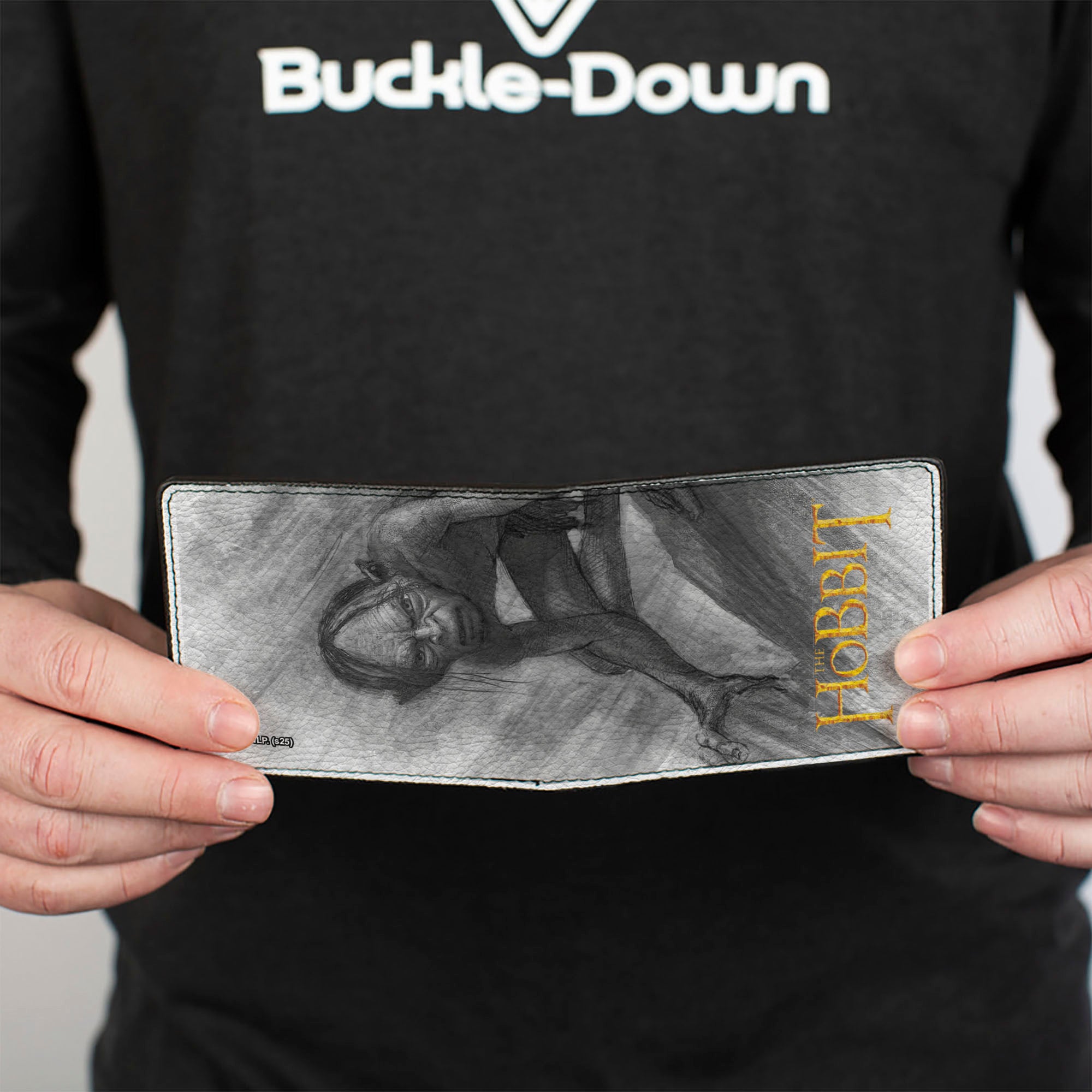 Bi-Fold Wallet - THE HOBBIT Gollum Pose Sketch Grays/Gold Bi-Fold Wallets The Lord of the Rings