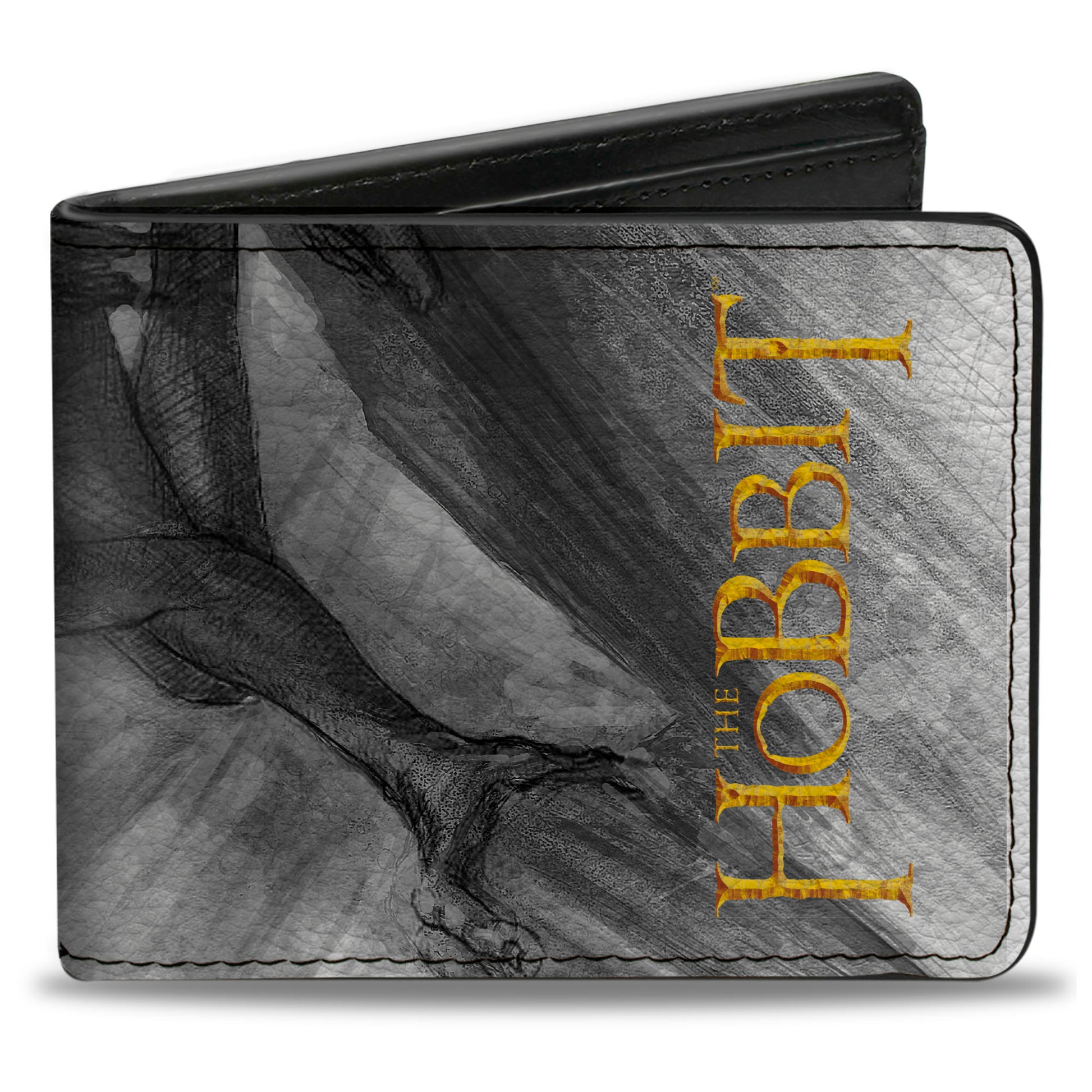 Bi-Fold Wallet - THE HOBBIT Gollum Pose Sketch Grays/Gold Bi-Fold Wallets The Lord of the Rings