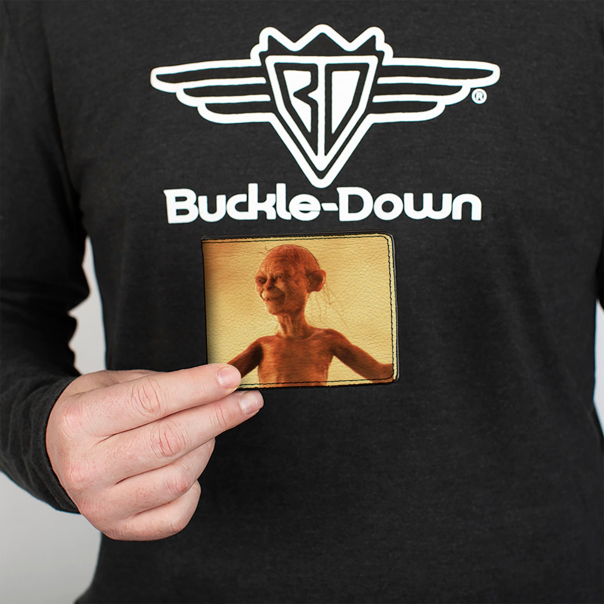 Bi-Fold Wallet - THE LORD OF THE RINGS Gollum Arms Out Pose and Title Logo Bi-Fold Wallets The Lord of the Rings