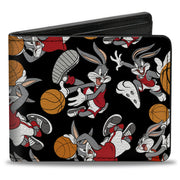 Bi-Fold Wallet - Bugs Bunny Basketball Poses Scattered Black Bi-Fold Wallets Looney Tunes