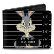 Bi-Fold Wallet - BUGS BUNNY NYC POLICE Mug Shot Black White Bi-Fold Wallets Looney Tunes
