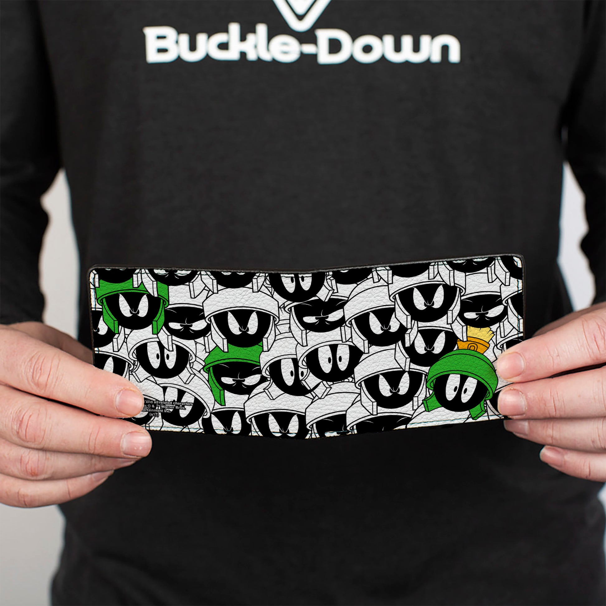 Bi-Fold Wallet - Marvin the Martian Expressions Stacked White Black Green Yellows Bi-Fold Wallets Looney Tunes