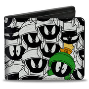 Bi-Fold Wallet - Marvin the Martian Expressions Stacked White Black Green Yellows Bi-Fold Wallets Looney Tunes