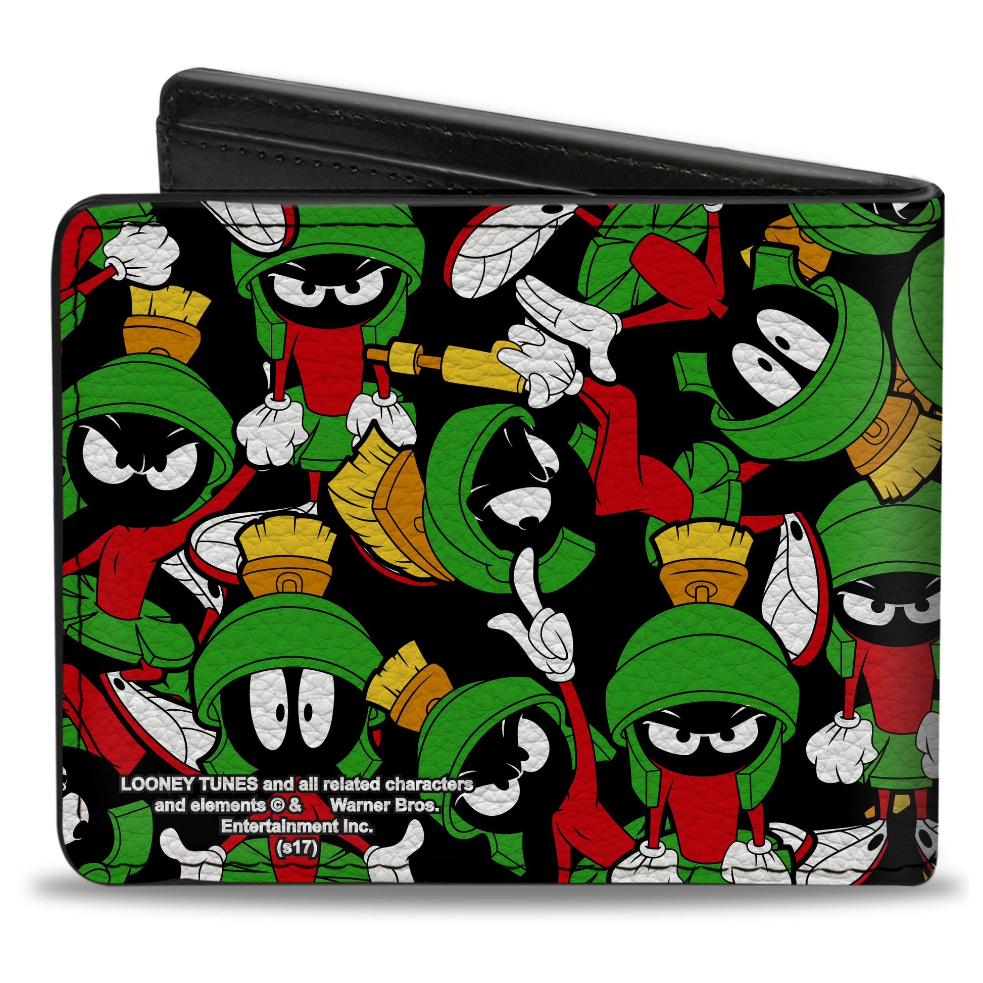 Bi-Fold Wallet - Marvin the Martian Poses Scattered Black Bi-Fold Wallets Looney Tunes