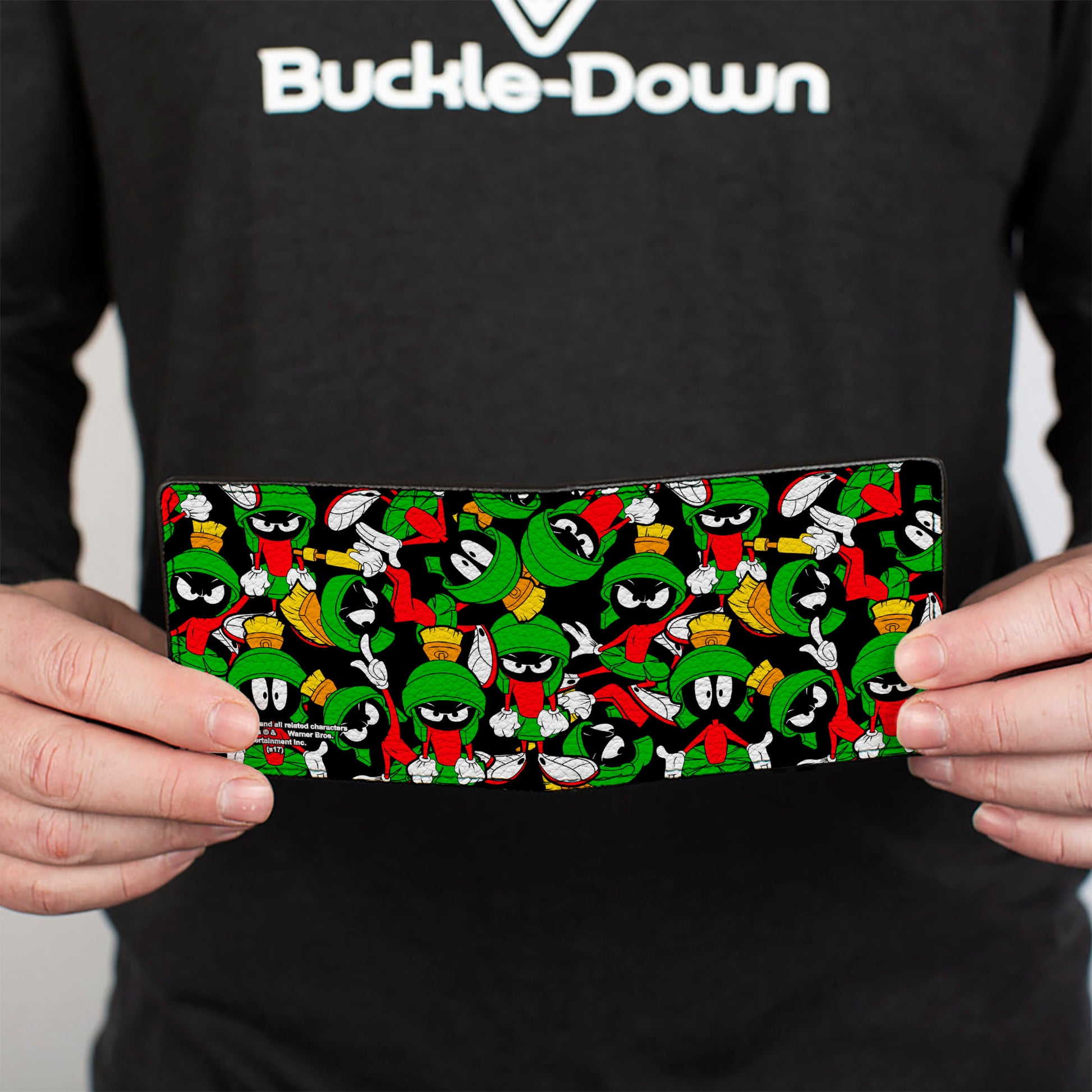 Bi-Fold Wallet - Marvin the Martian Poses Scattered Black Bi-Fold Wallets Looney Tunes