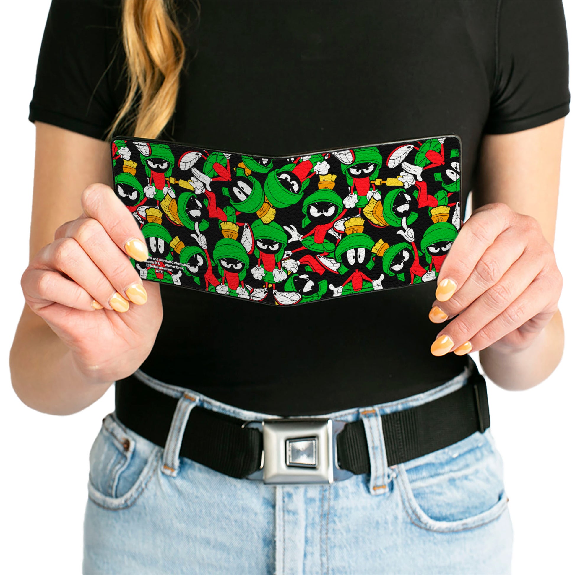 Bi-Fold Wallet - Marvin the Martian Poses Scattered Black Bi-Fold Wallets Looney Tunes