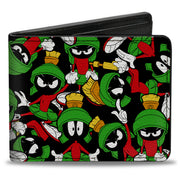 Bi-Fold Wallet - Marvin the Martian Poses Scattered Black Bi-Fold Wallets Looney Tunes