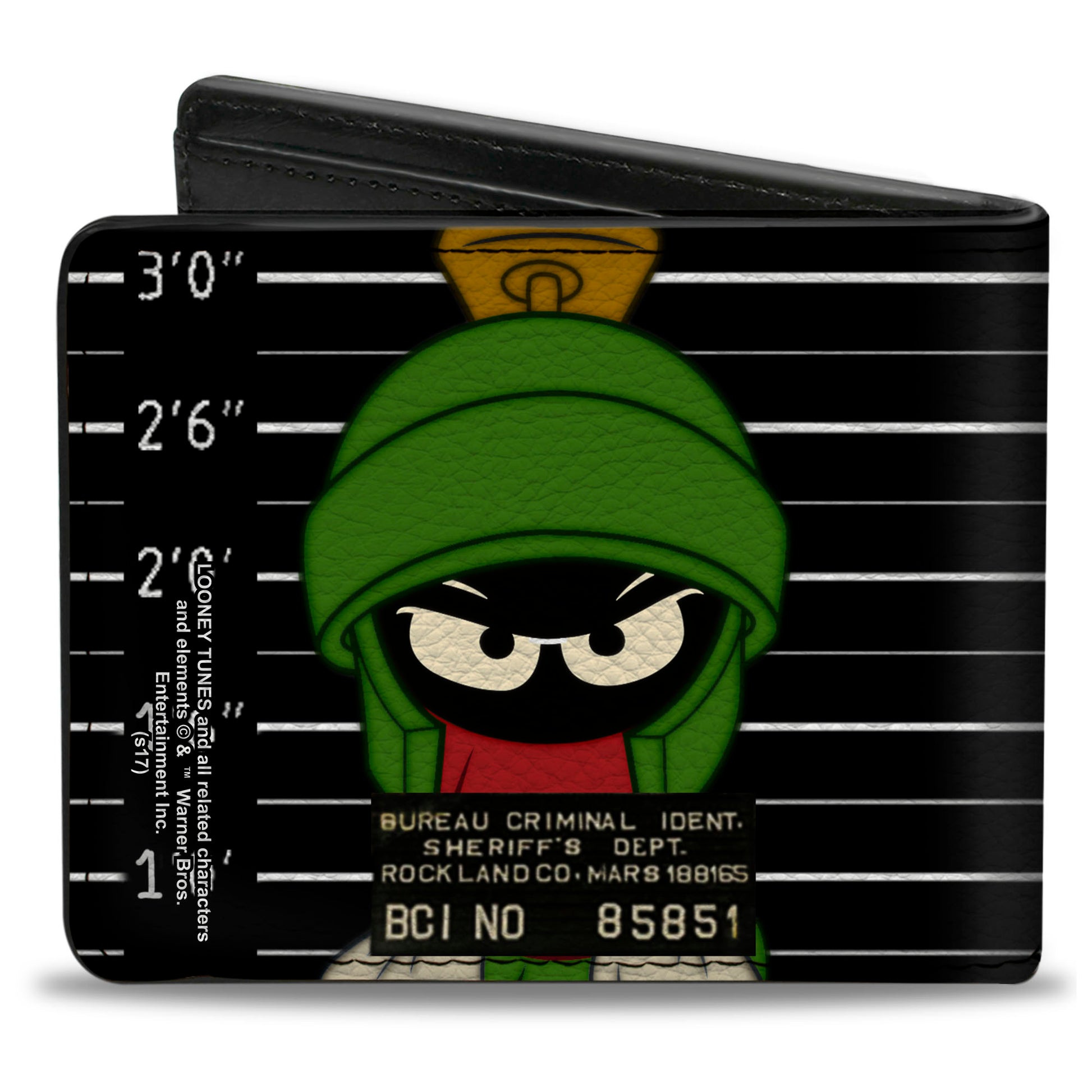 Bi-Fold Wallet - Marvin the Martian ROCKLAND CO Mug Shot Black White Bi-Fold Wallets Looney Tunes