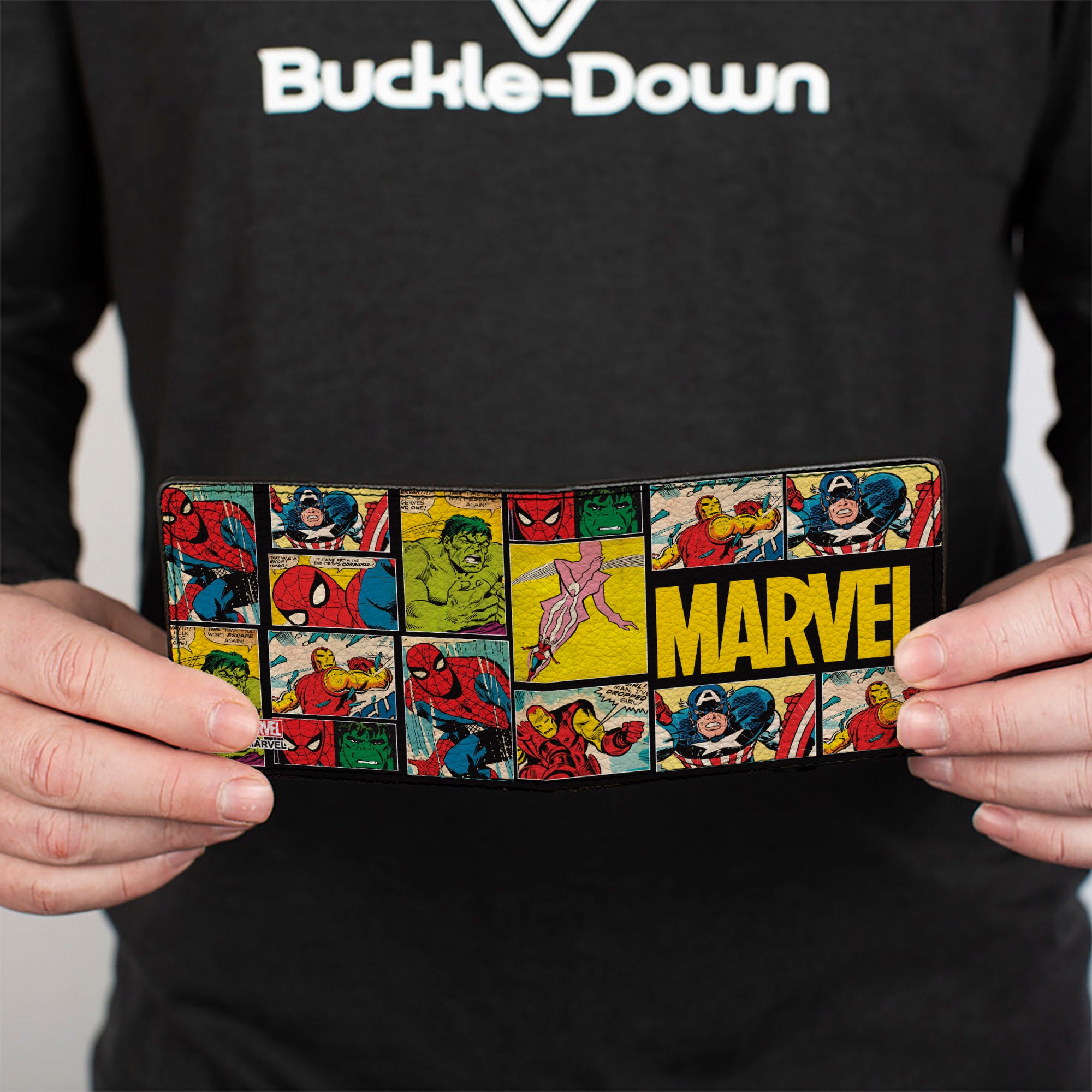MARVEL COMICS 

Bi-Fold Wallet - MARVEL/Retro Comic Panels Blocks Black/Yellow