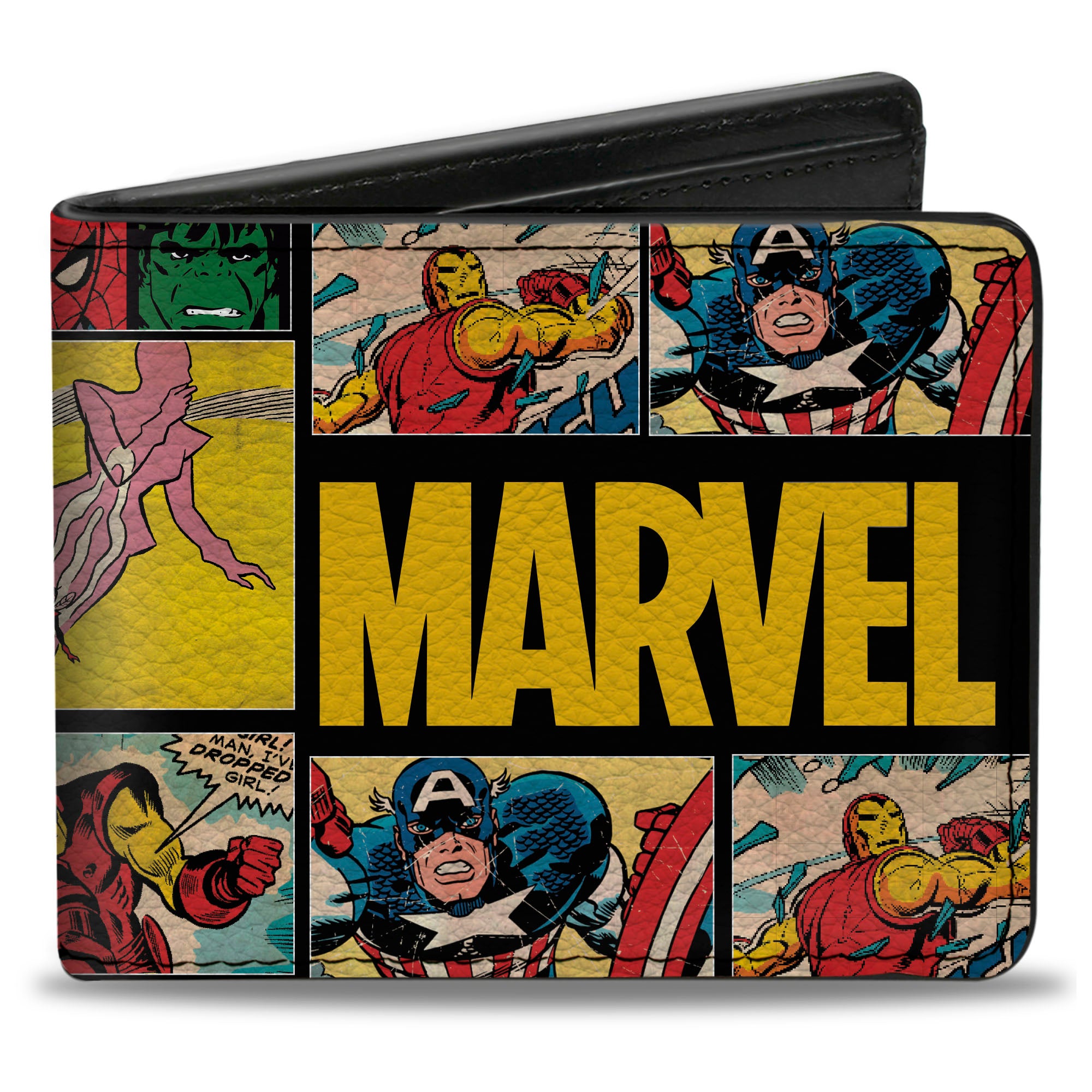 MARVEL COMICS 

Bi-Fold Wallet - MARVEL/Retro Comic Panels Blocks Black/Yellow