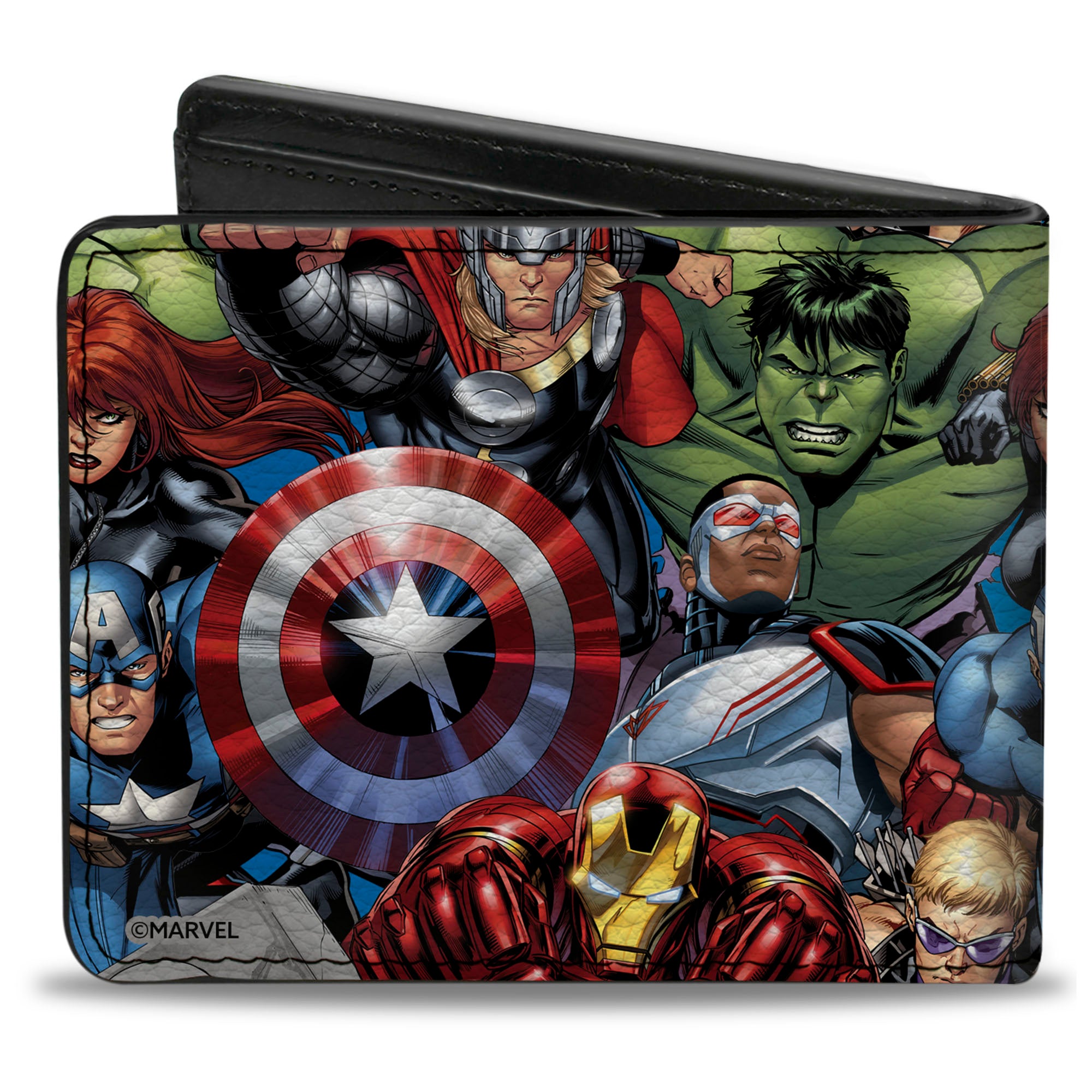 Bi-Fold Wallet - Avengers Seven Superhero Poses Stacked Bi-Fold Wallets Marvel Comics