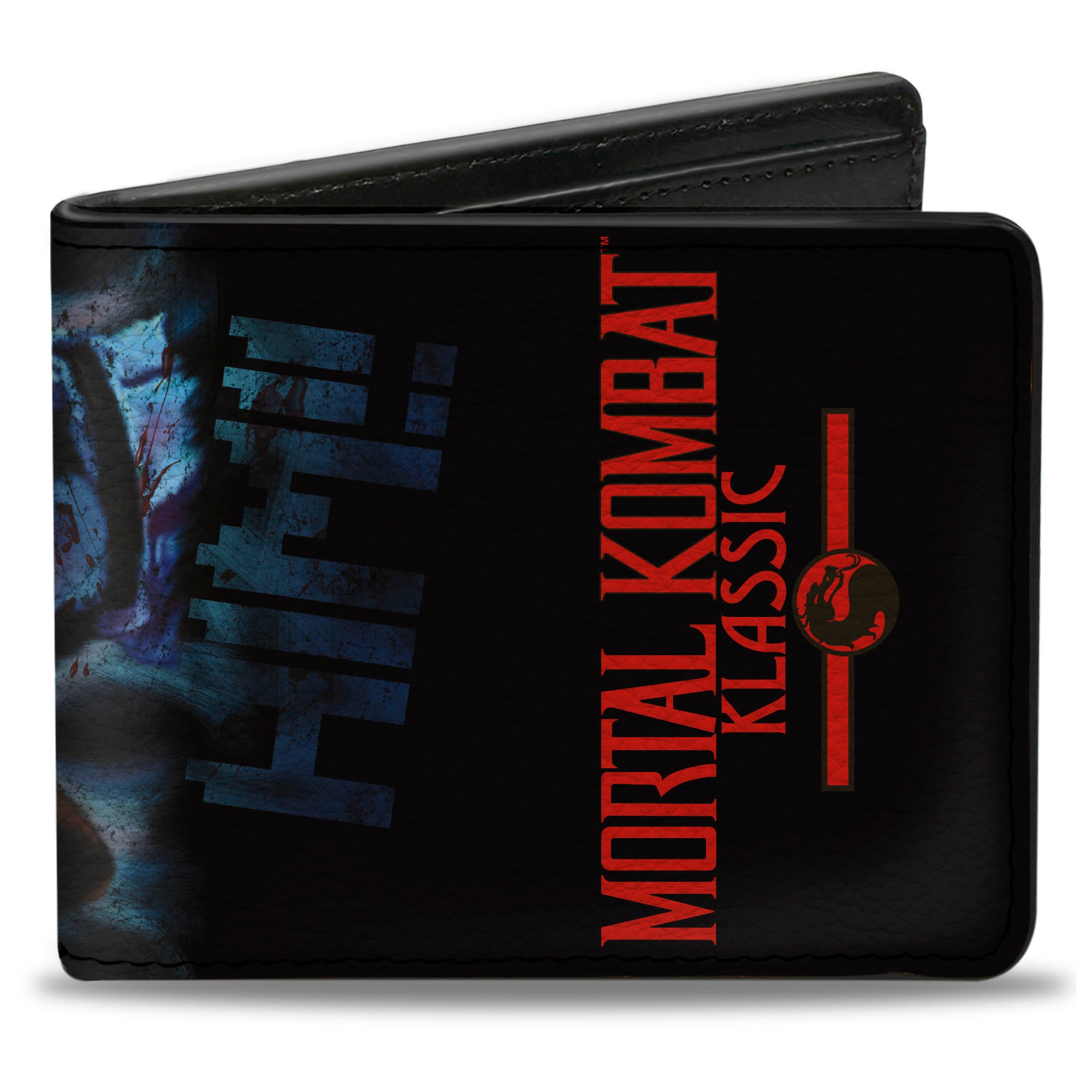 Bi-Fold Wallet - MORTAL KOMBAT KLASSIC Sub Zero FINISH HIM Pose Black/Blues/Red Bi-Fold Wallets Mortal Kombat