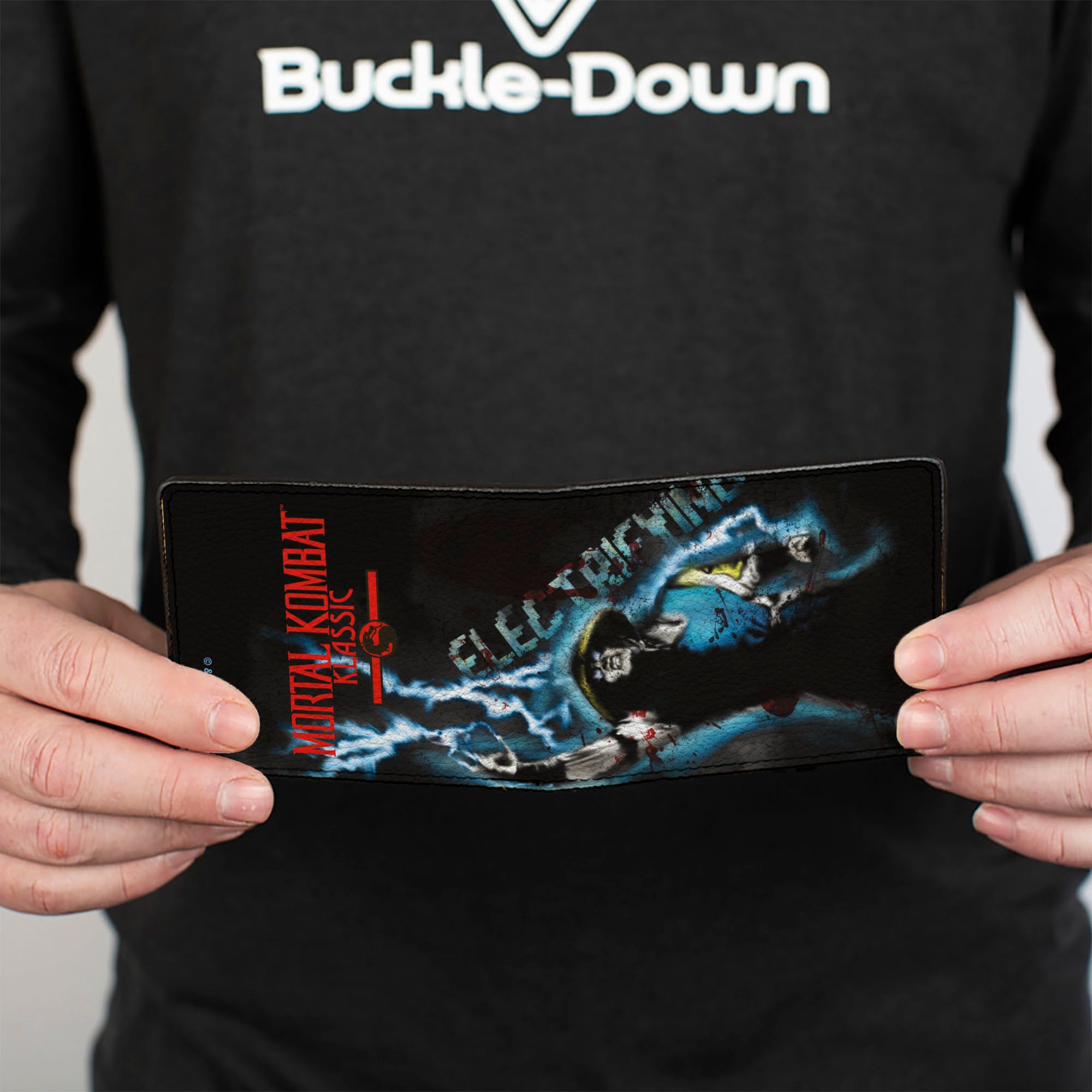 Bi-Fold Wallet - MORTAL KOMBAT KLASSIC Raiden ELECTRIFYING Pose Black/Blues/Red Bi-Fold Wallets Mortal Kombat