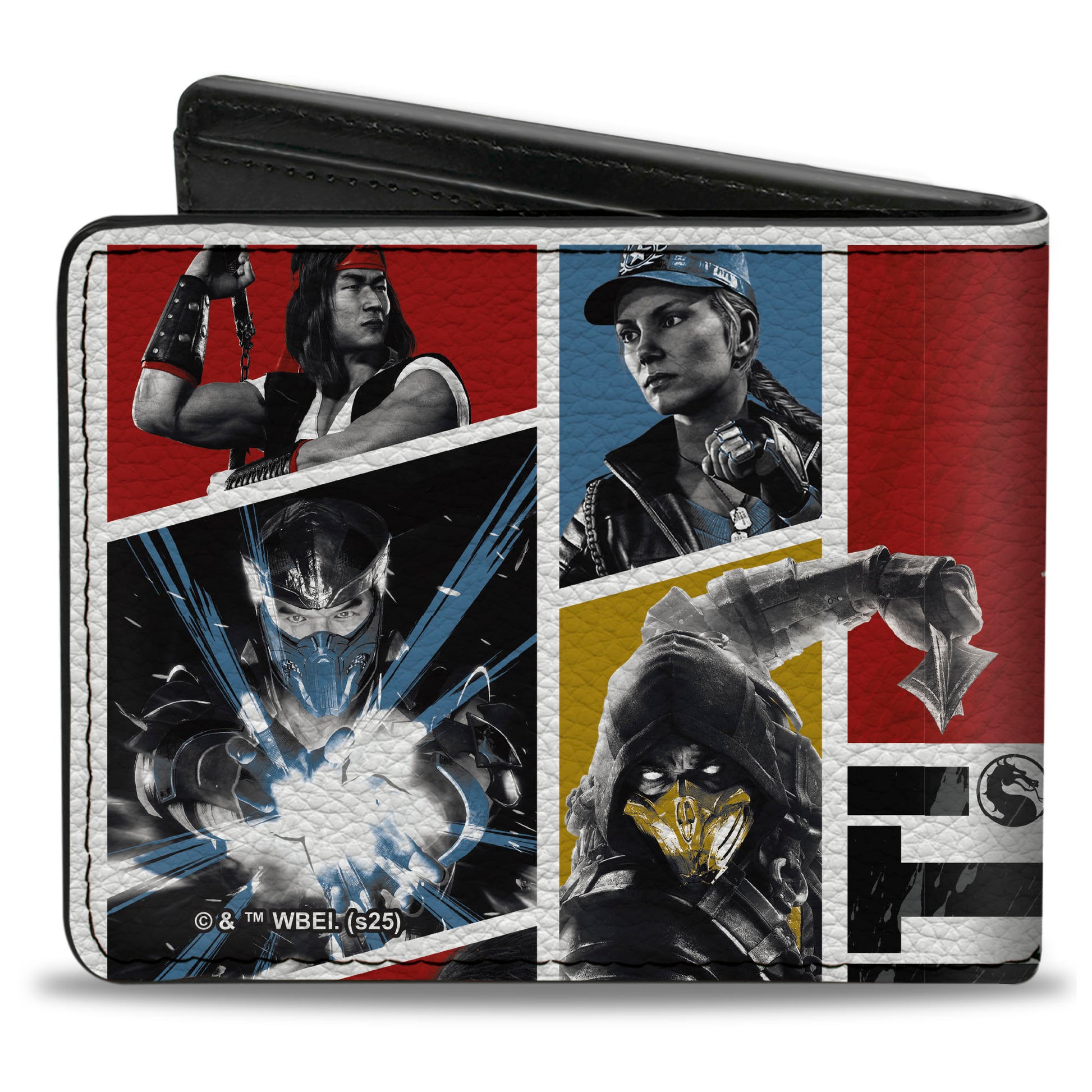 Bi-Fold Wallet - Mortal Kombat FIGHT! Character Pose Blocks White/Multi Color Bi-Fold Wallets Mortal Kombat