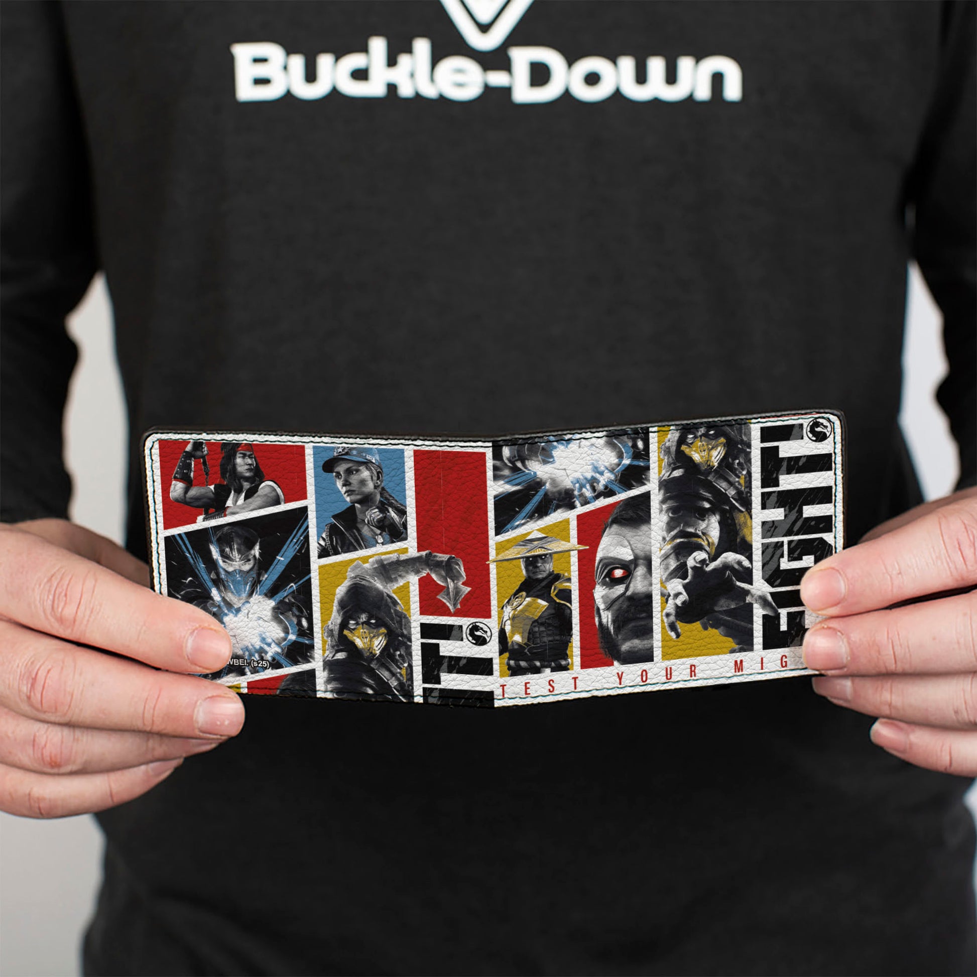 Bi-Fold Wallet - Mortal Kombat FIGHT! Character Pose Blocks White/Multi Color Bi-Fold Wallets Mortal Kombat