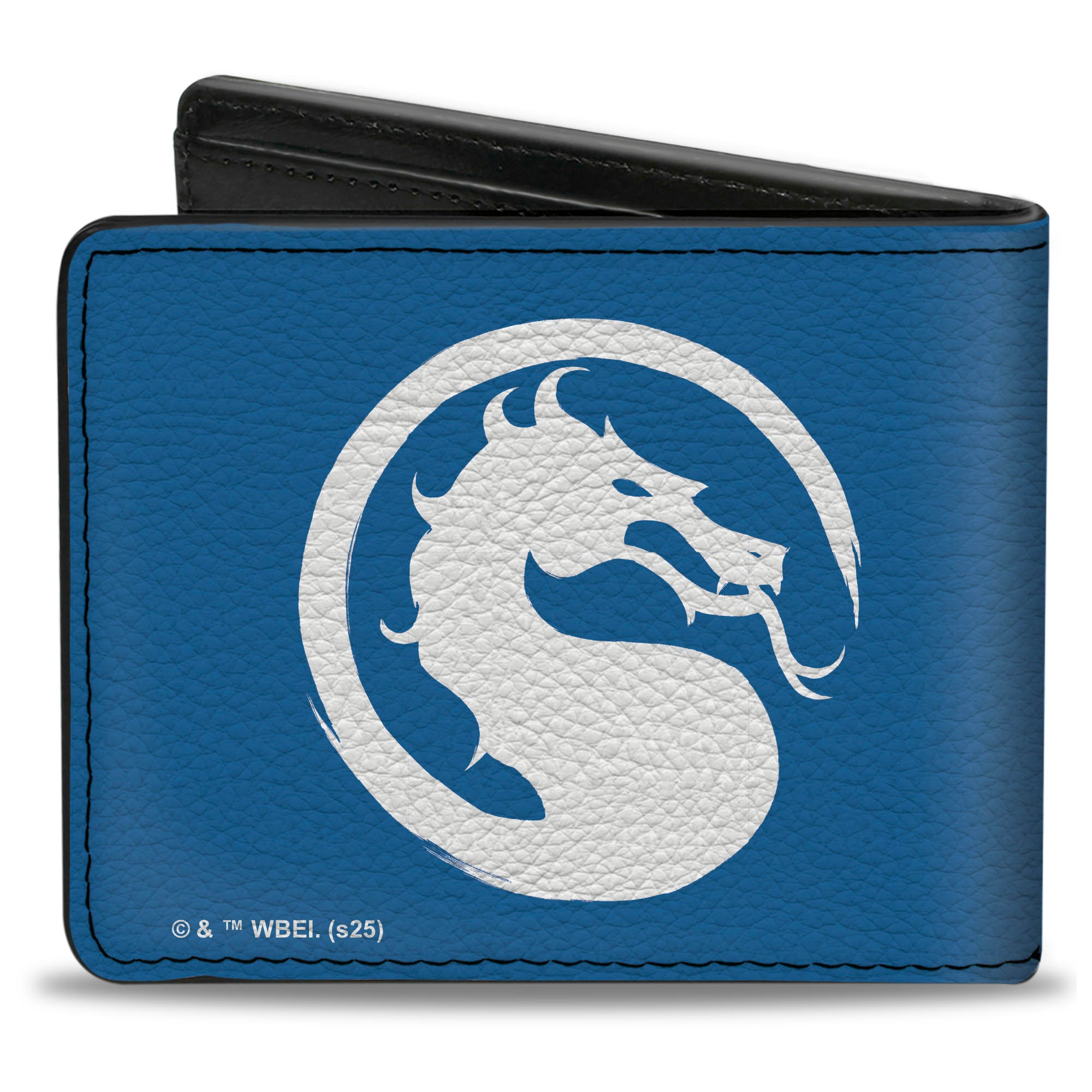 Bi-Fold Wallet - Mortal Kombat KITANA Steel Fan Pose with Dragon Logo Blue/White Bi-Fold Wallets Mortal Kombat