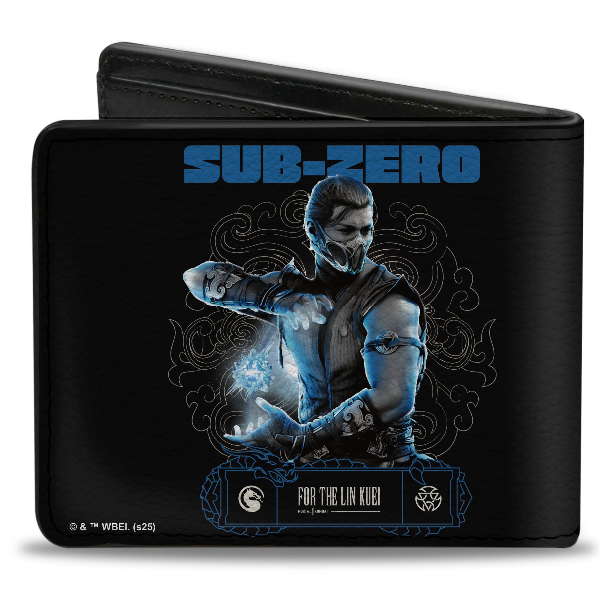 Bi-Fold Wallet - Mortal Kombat SUB-ZERO Pose and Face Black/Blues Bi-Fold Wallets Mortal Kombat
