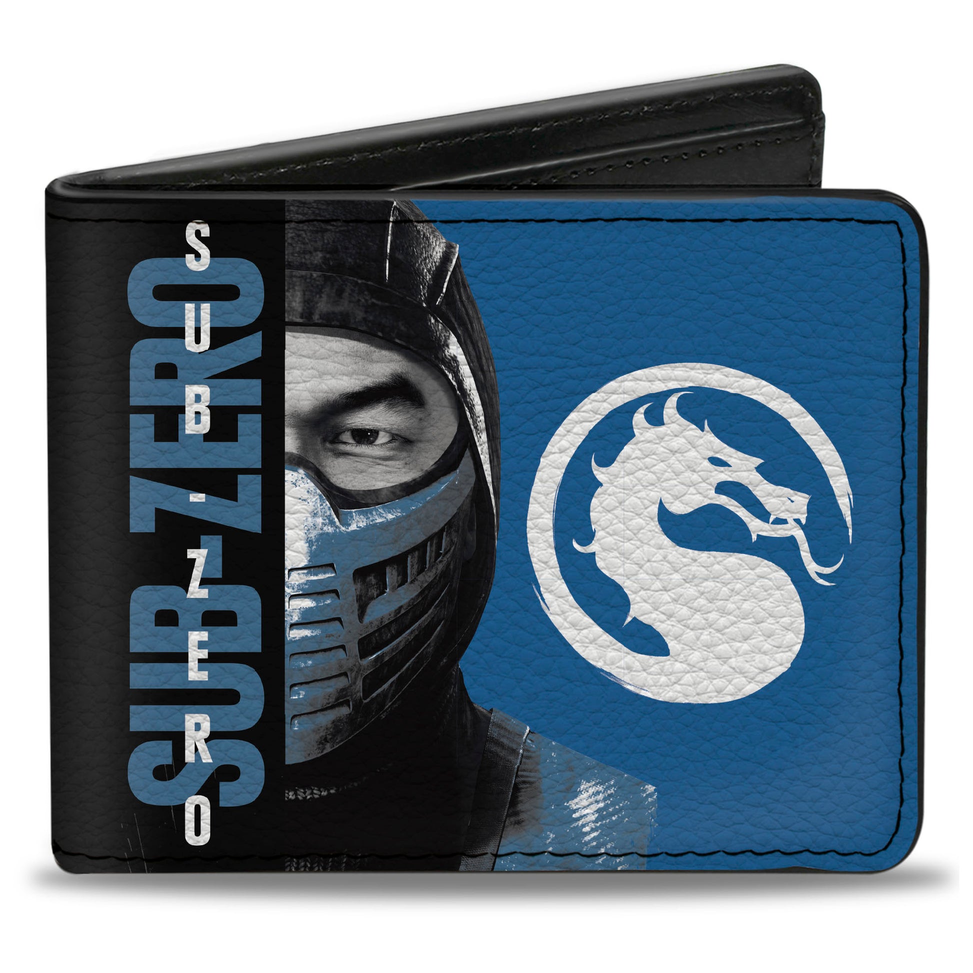 Bi-Fold Wallet - Mortal Kombat SUB-ZERO Pose and Face Black/Blues Bi-Fold Wallets Mortal Kombat