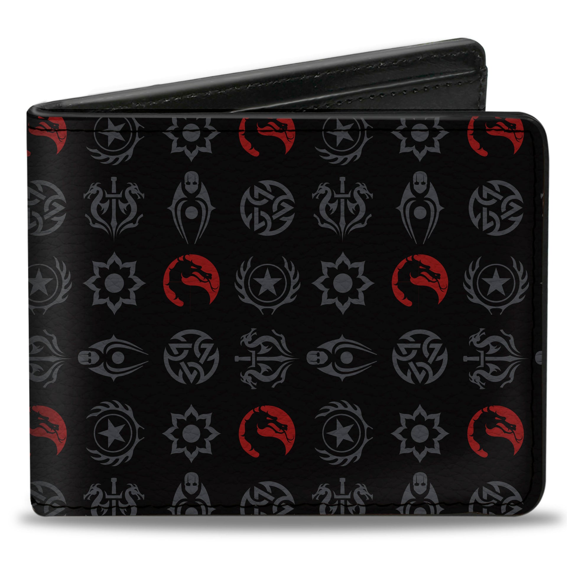 Bi-Fold Wallet - Mortal Kombat Fighter Icons Monogram Black/Gray/Red Bi-Fold Wallets Mortal Kombat