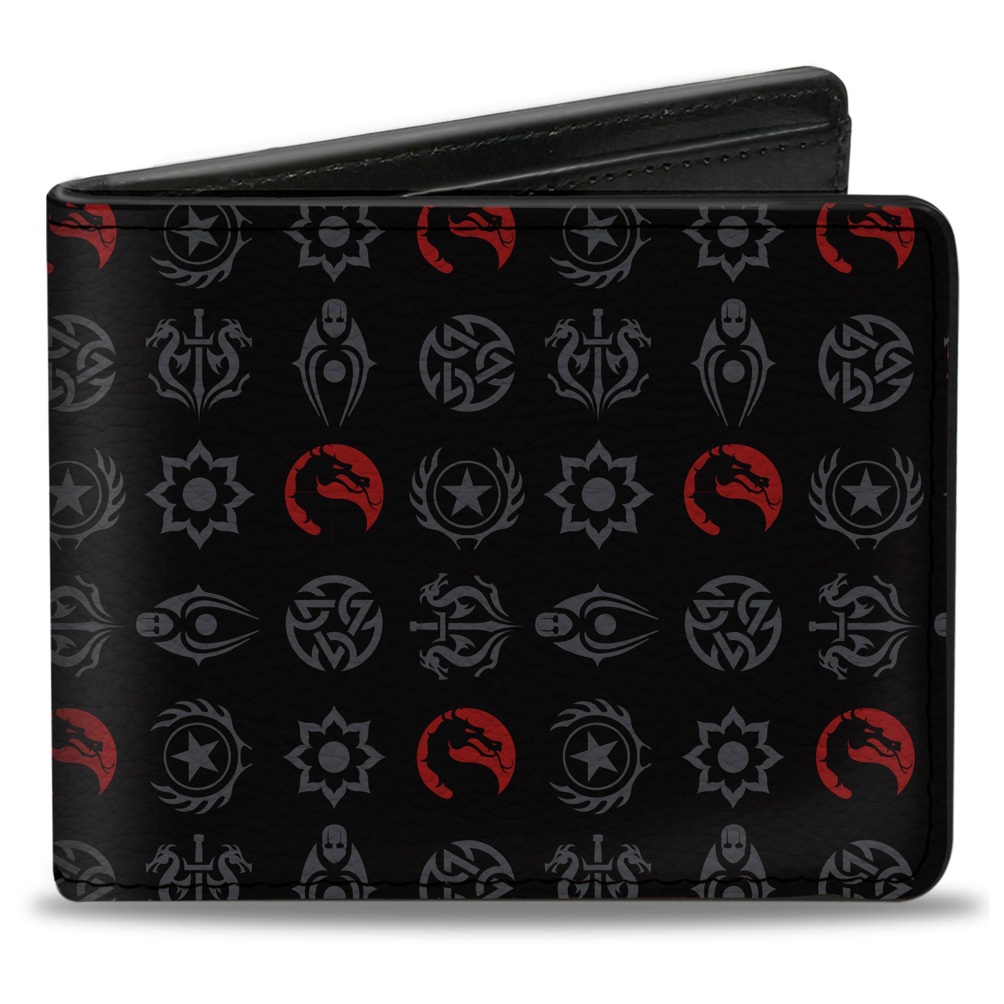 Bi-Fold Wallet - Mortal Kombat Fighter Icons Monogram Black/Gray/Red Bi-Fold Wallets Mortal Kombat