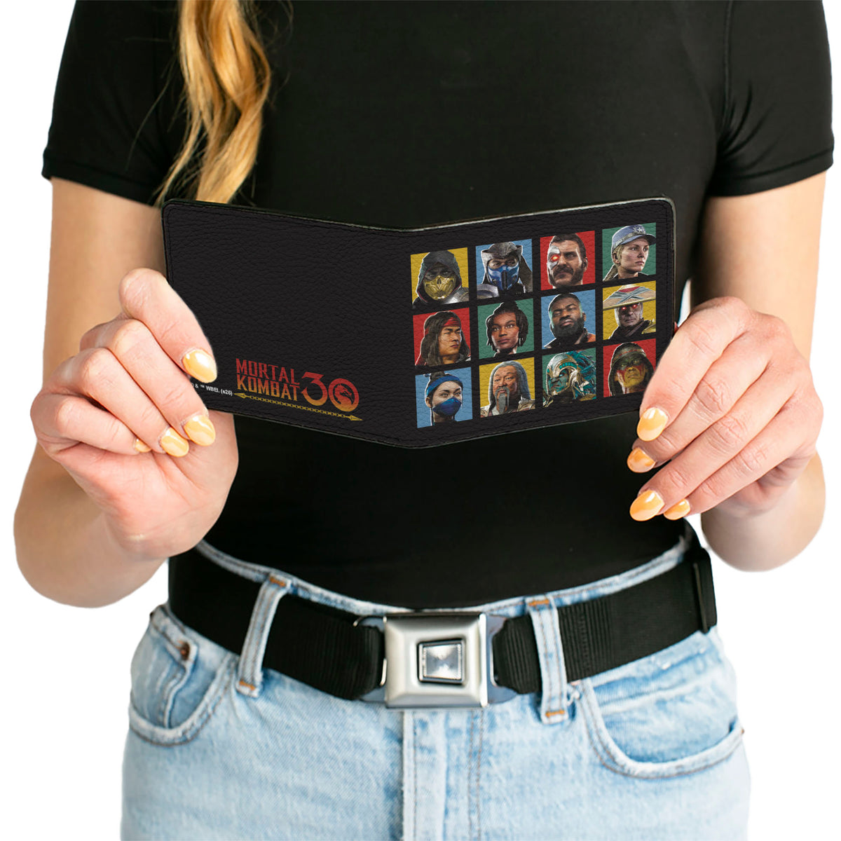 Bi-Fold Wallet - MORTAL KOMBAT 30 Fighter Selection Pose Blocks Black Bi-Fold Wallets Mortal Kombat