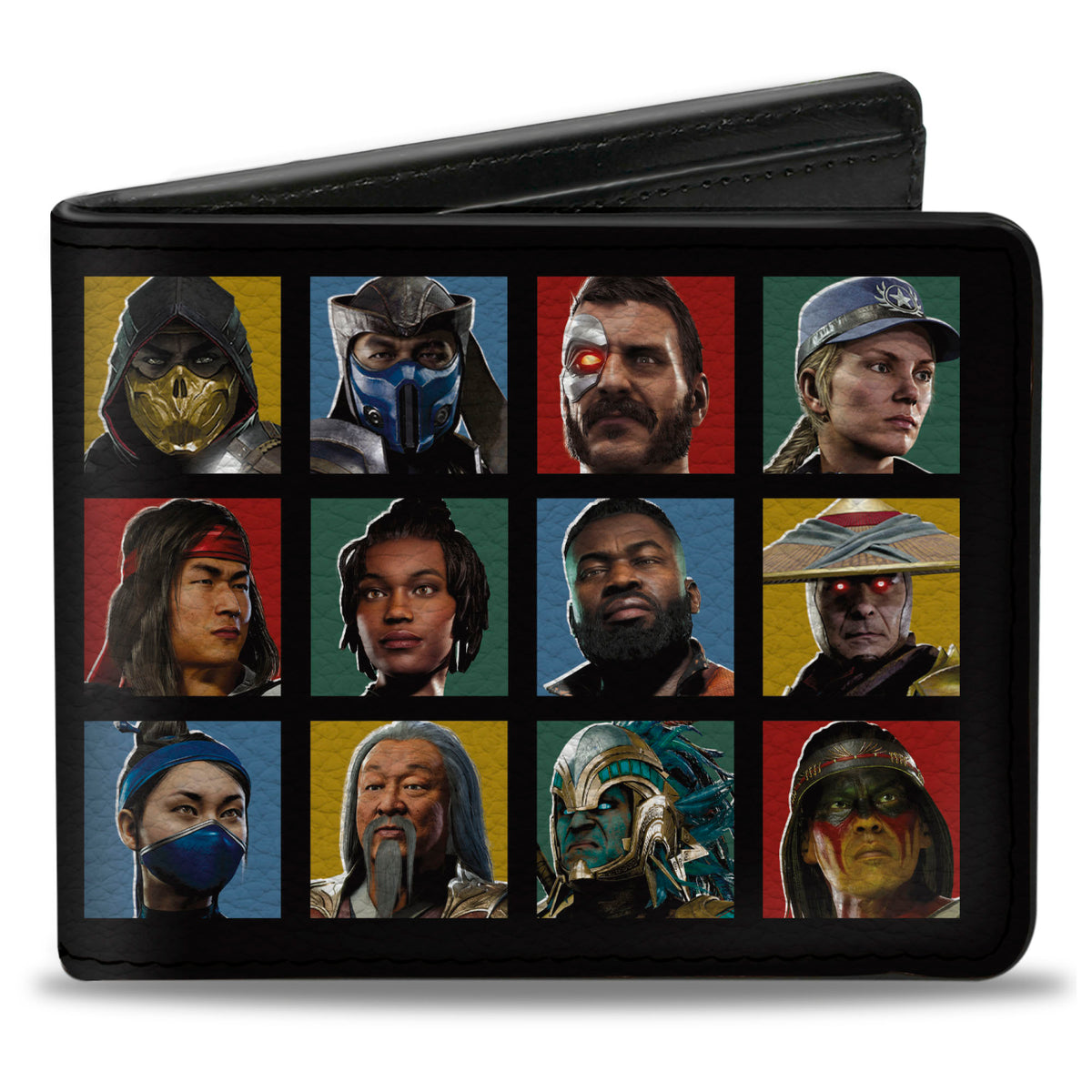Bi-Fold Wallet - MORTAL KOMBAT 30 Fighter Selection Pose Blocks Black Bi-Fold Wallets Mortal Kombat