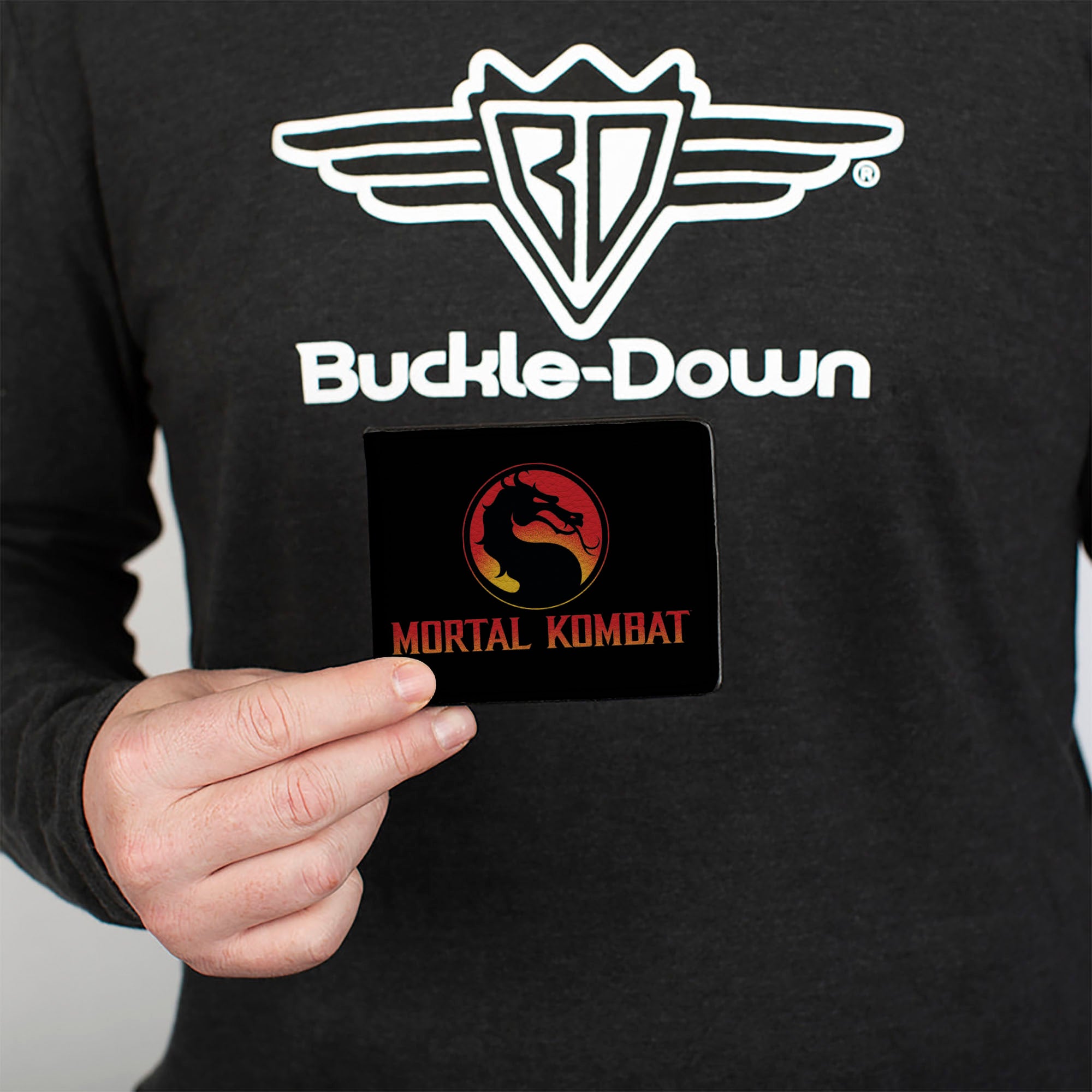 Bi-Fold Wallet - MORTAL KOMBAT Dragon Logo Black/Silver/Flames Bi-Fold Wallets Mortal Kombat
