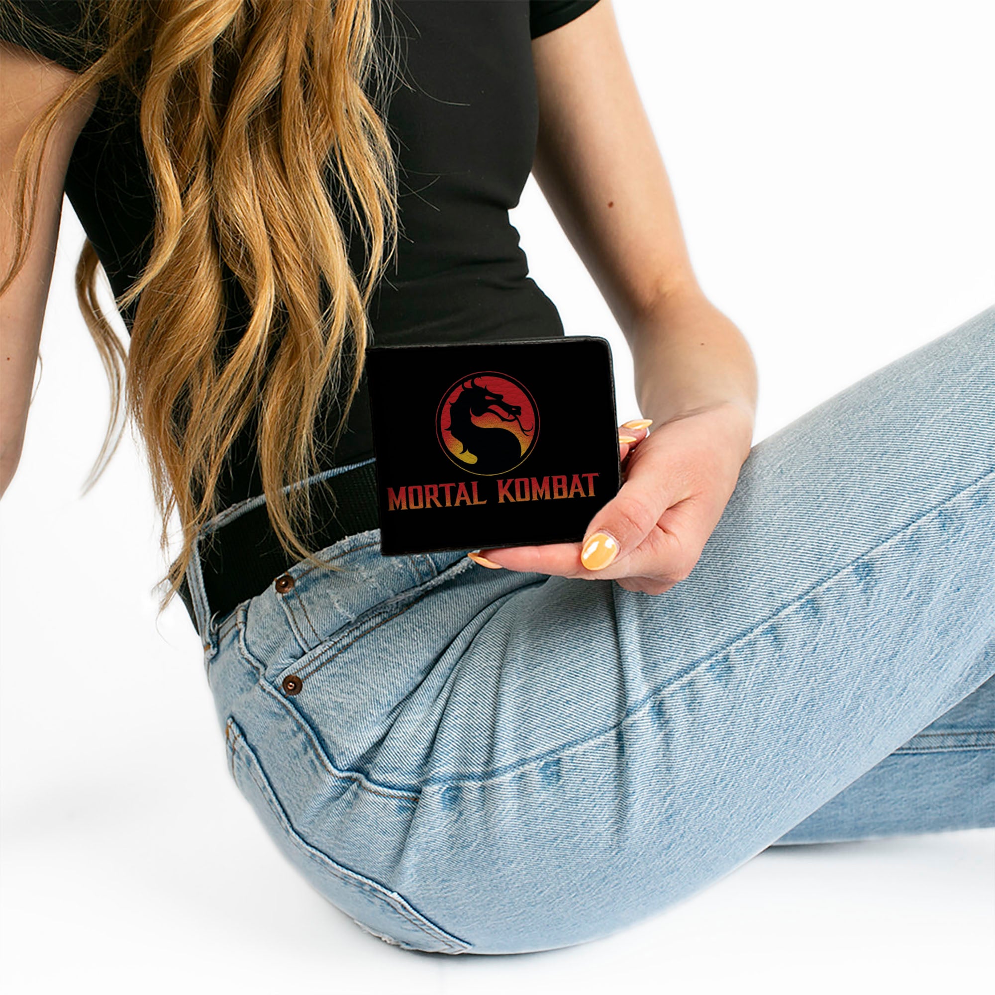 Bi-Fold Wallet - MORTAL KOMBAT Dragon Logo Black/Silver/Flames Bi-Fold Wallets Mortal Kombat