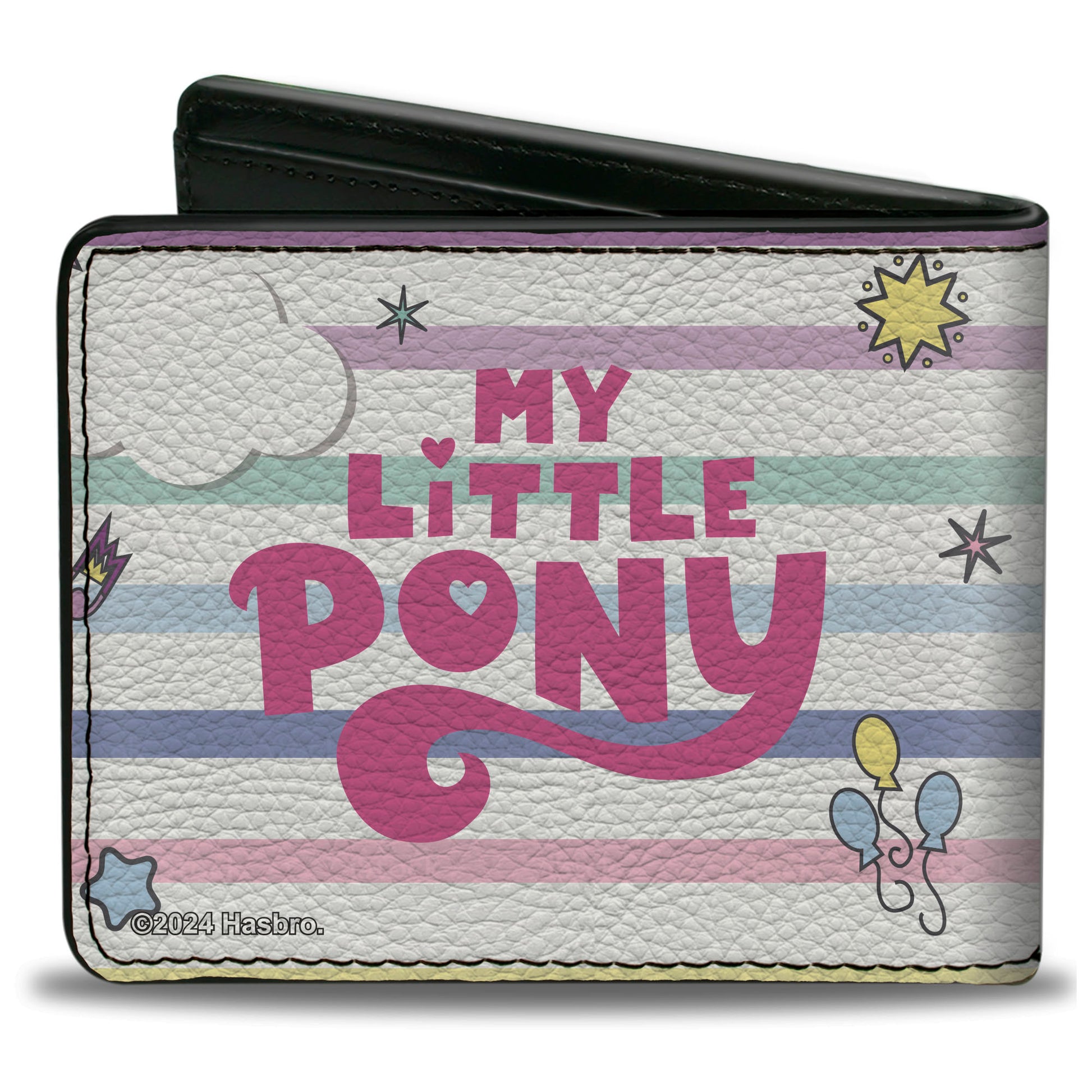 Bi-Fold Wallet - MY LITTLE PONY Three Pony Stripe and Logo White/Multi Color Bi-Fold Wallets Hasbro