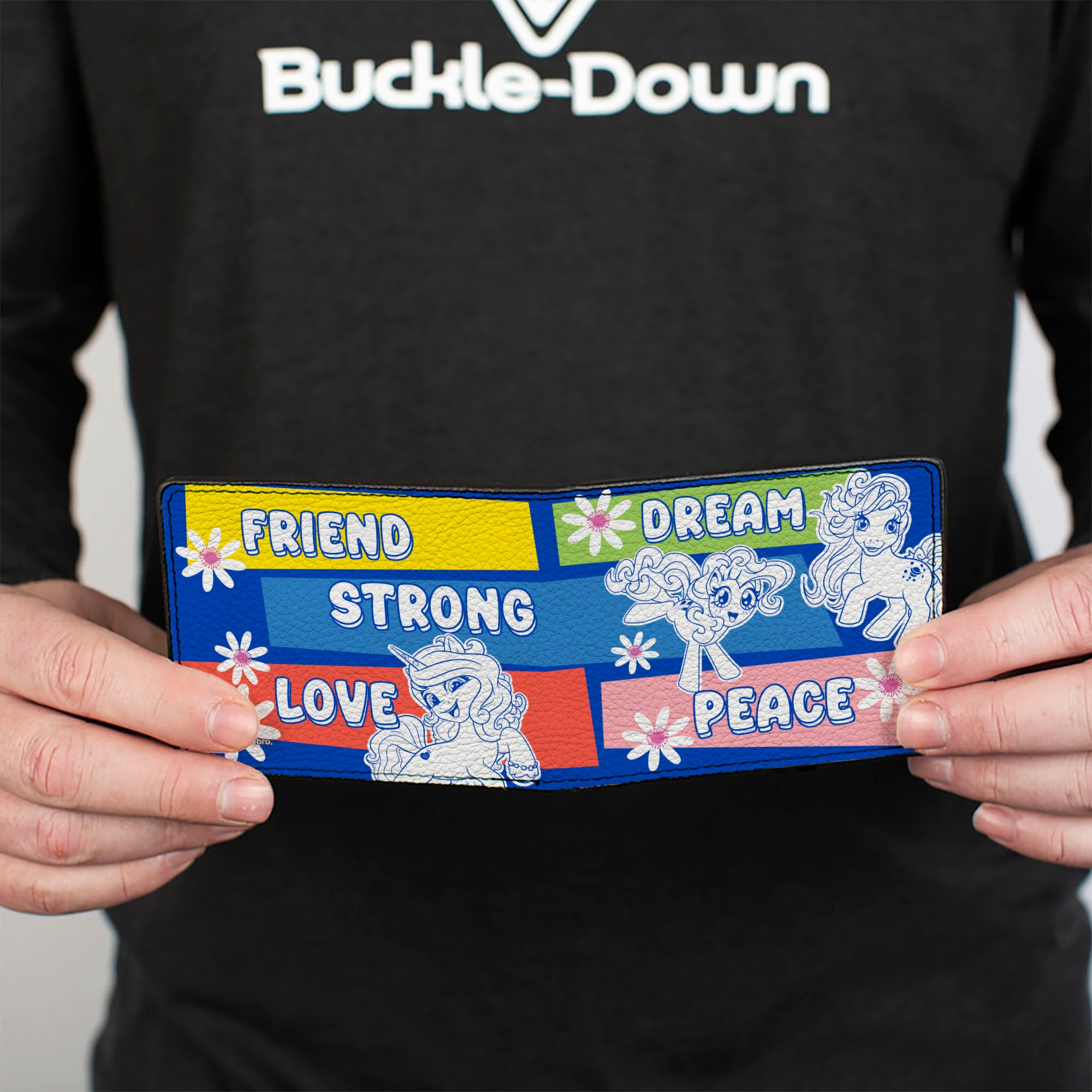 Bi-Fold Wallet - MY LITTLE PONY Three Ponies Trait Text Blocks Blue/Multi Color Bi-Fold Wallets My Little Pony