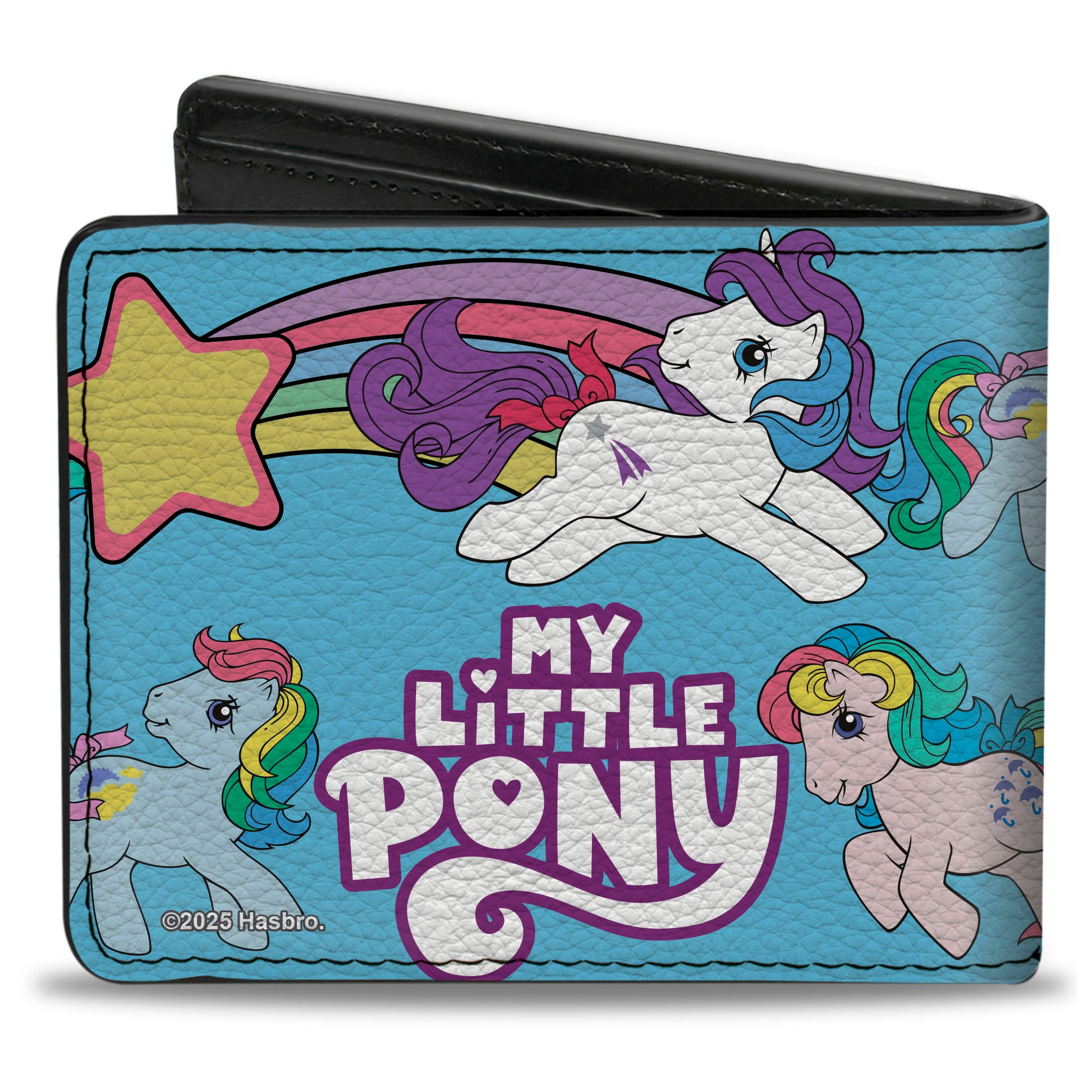 Bi-Fold Wallet - MY LITTLE PONY Three Pony Rainbow Poses and Title Logo Blue/Multi Color Bi-Fold Wallets My Little Pony