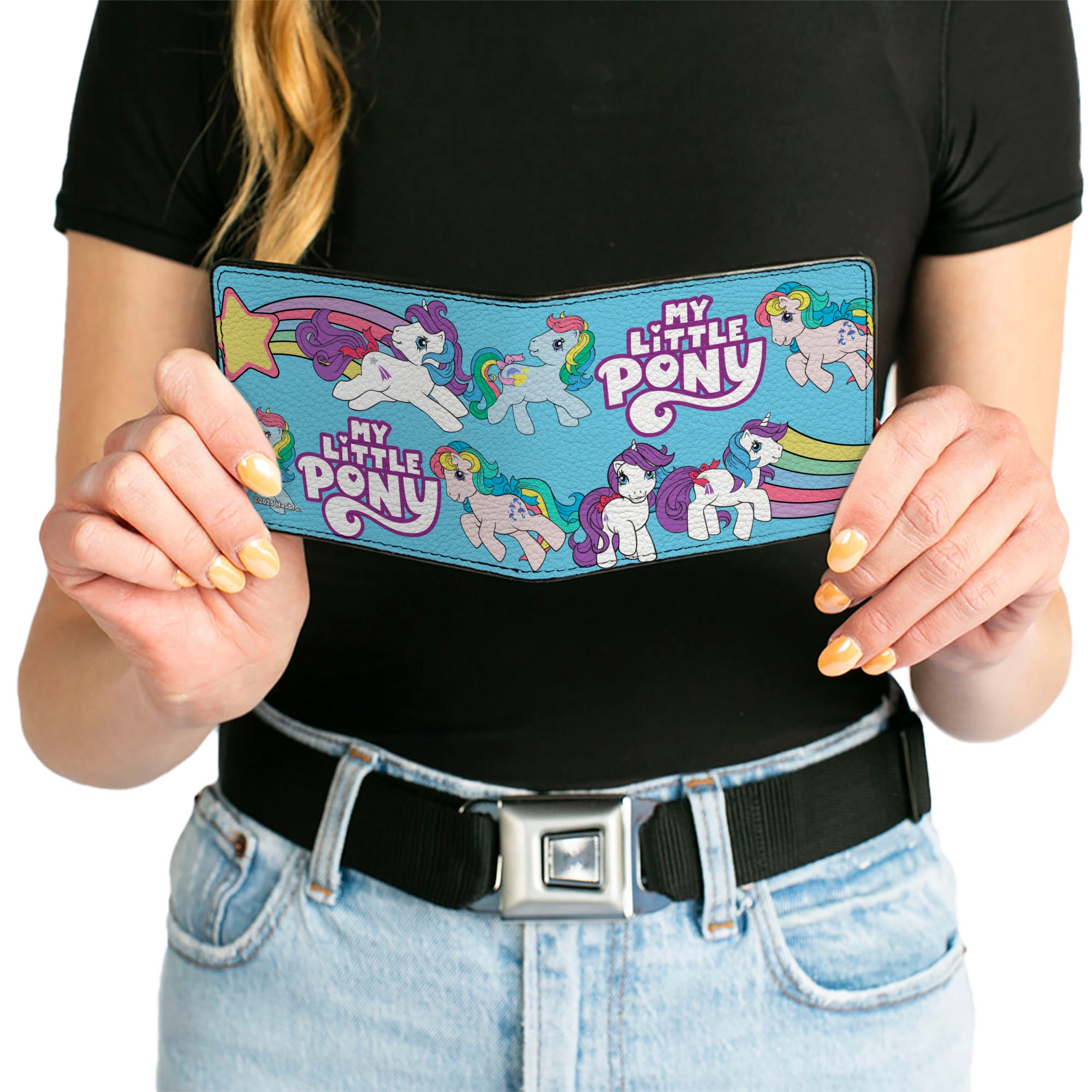 Bi-Fold Wallet - MY LITTLE PONY Three Pony Rainbow Poses and Title Logo Blue/Multi Color Bi-Fold Wallets My Little Pony