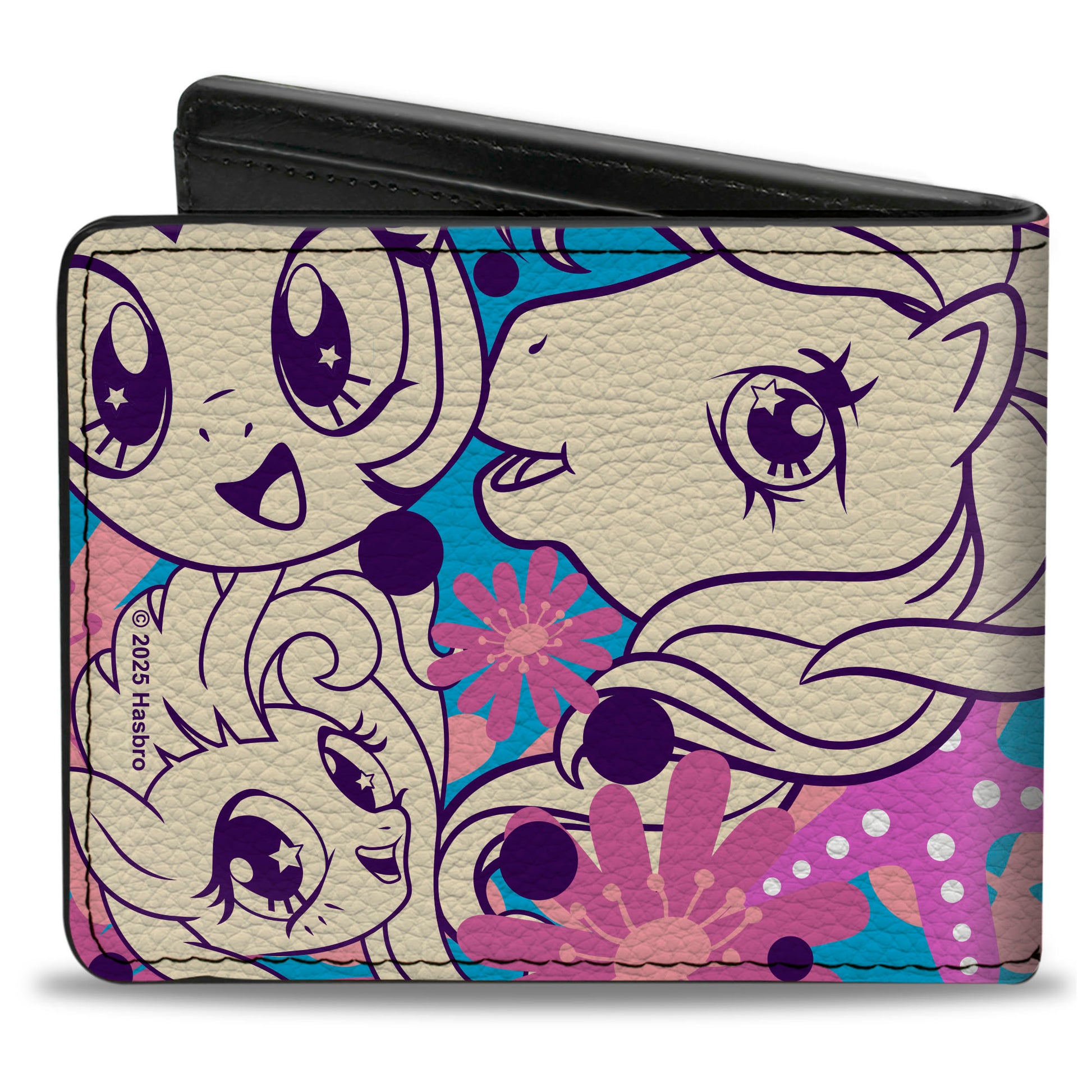 Bi-Fold Wallet - MY LITTLE PONY Five Ponies Faces and Flowers Collage Blues/Pinks/White Bi-Fold Wallets My Little Pony