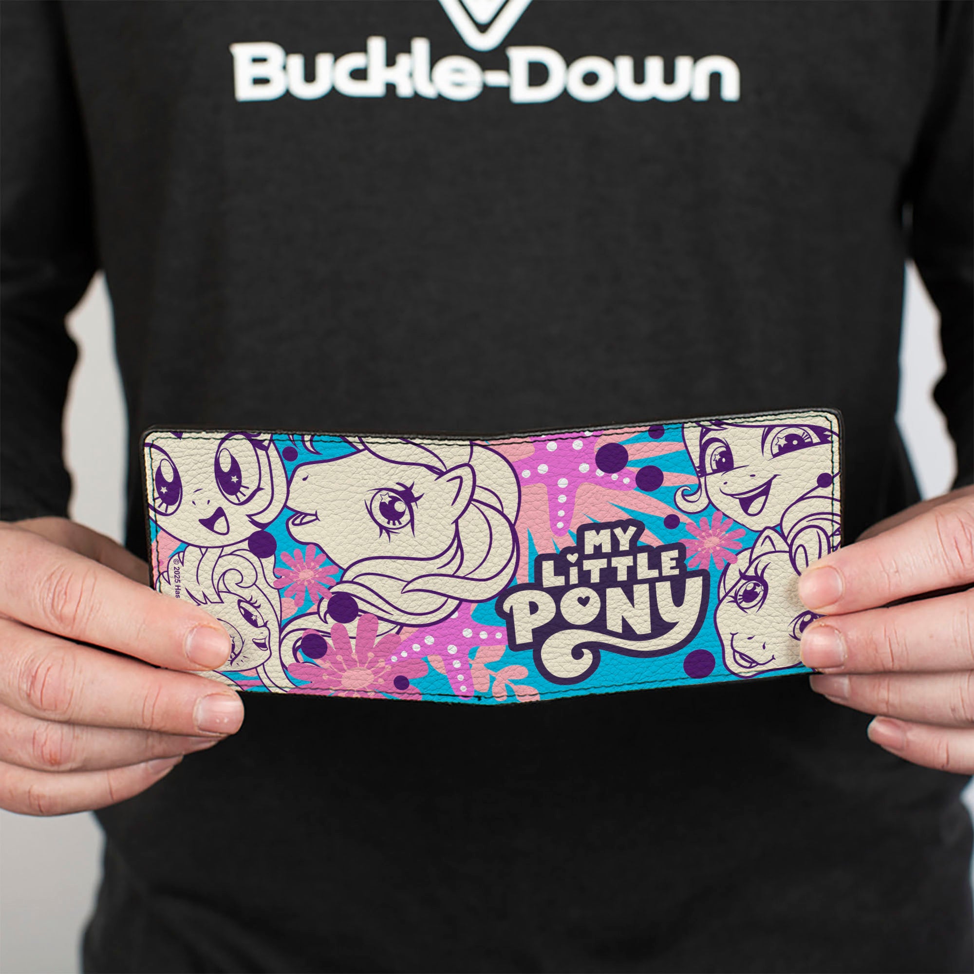 Bi-Fold Wallet - MY LITTLE PONY Five Ponies Faces and Flowers Collage Blues/Pinks/White Bi-Fold Wallets My Little Pony