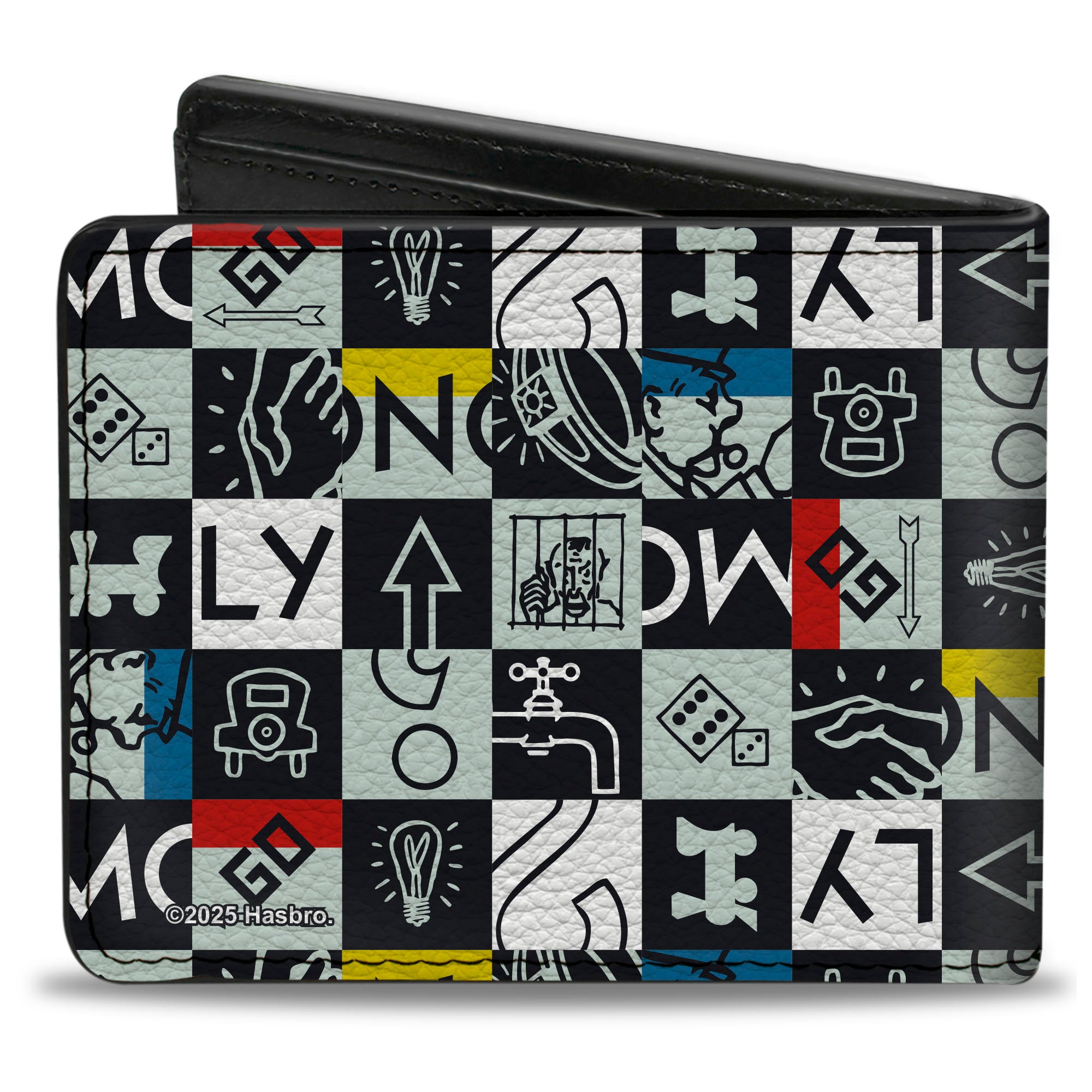 Bi-Fold Wallet - Monopoly Icon Blocks Collage Multi Color Bi-Fold Wallets Hasbro