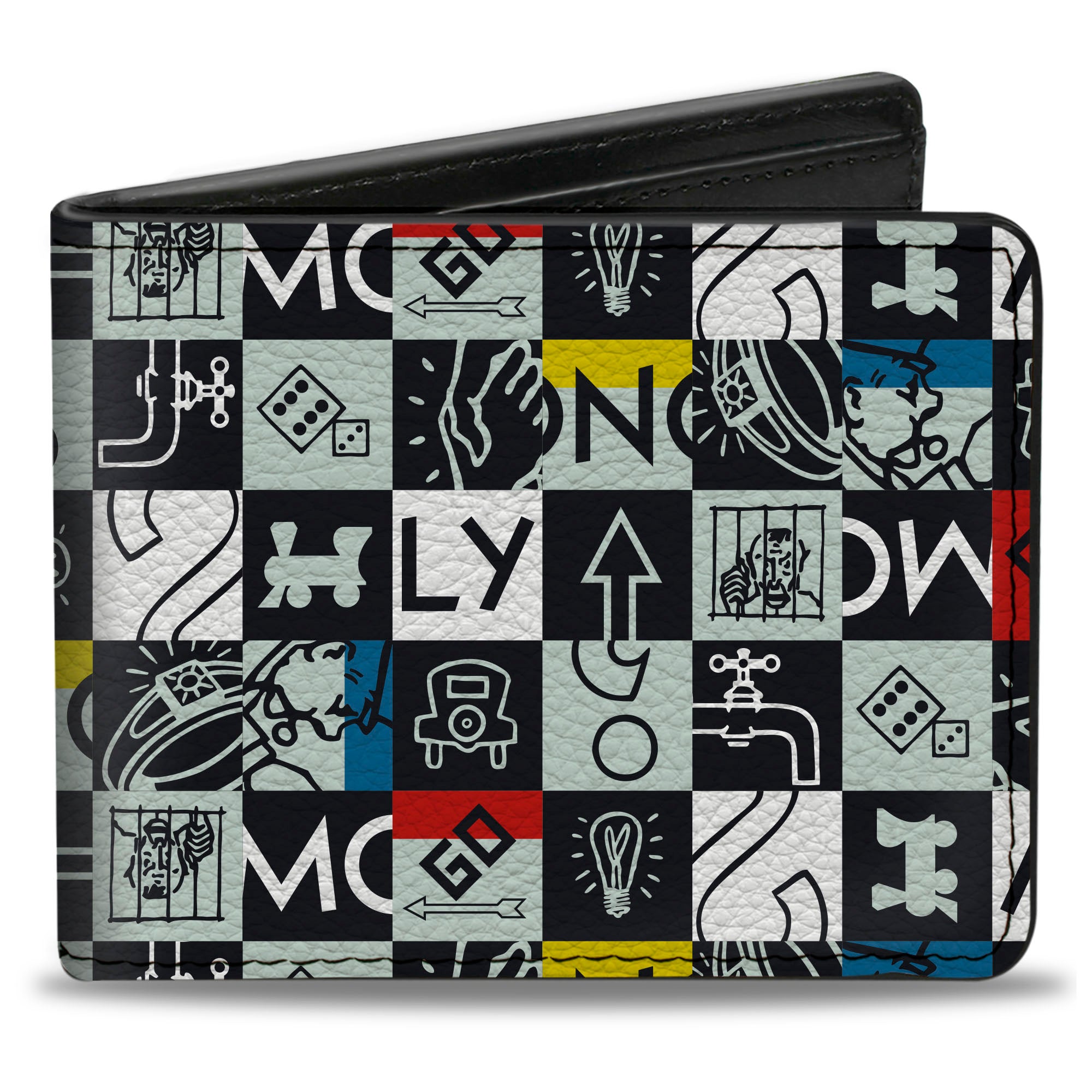 Bi-Fold Wallet - Monopoly Icon Blocks Collage Multi Color Bi-Fold Wallets Hasbro
