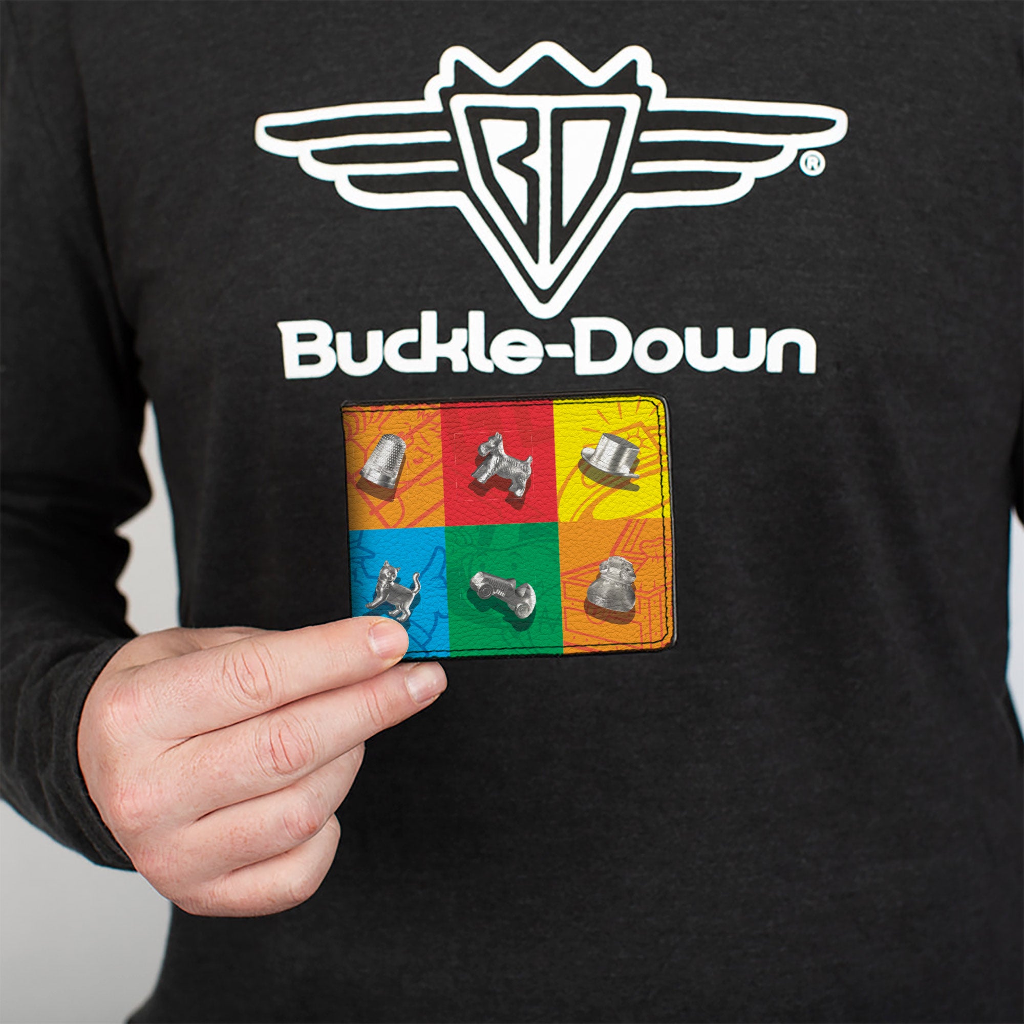 Bi-Fold Wallet - Monopoly Game Token Blocks Multi Color/Silver Bi-Fold Wallets Hasbro