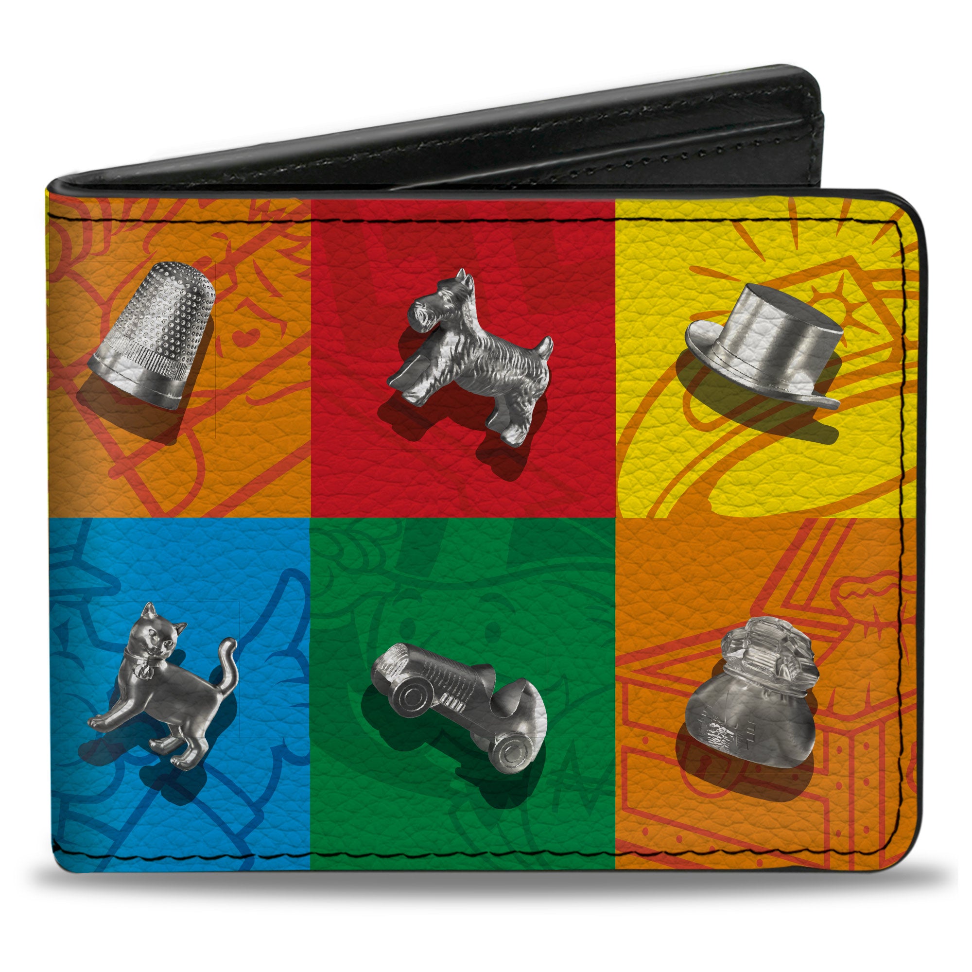 Bi-Fold Wallet - Monopoly Game Token Blocks Multi Color/Silver Bi-Fold Wallets Hasbro