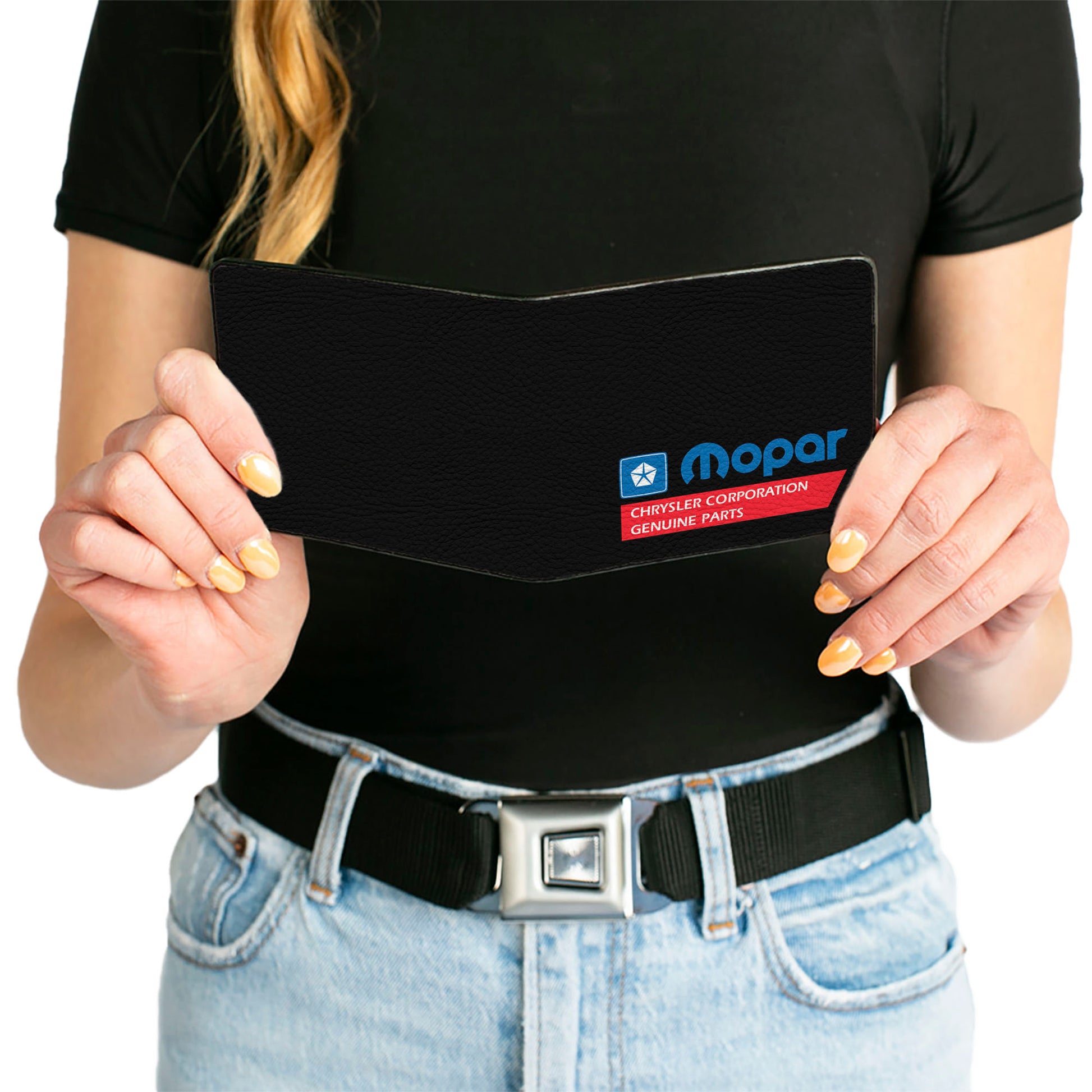 Bi-Fold Wallet - MOPAR 1985-1990 Logo-CHRYSLER CORPORATION GENUINE PARTS Black Blue Red White Bi-Fold Wallets Mopar