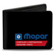 Bi-Fold Wallet - MOPAR 1985-1990 Logo-CHRYSLER CORPORATION GENUINE PARTS Black Blue Red White Bi-Fold Wallets Mopar