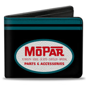 Bi-Fold Wallet - MOPAR 1954-1958 Logo + Chrysler Logo Top Stripe Black Blue Red White Bi-Fold Wallets Mopar