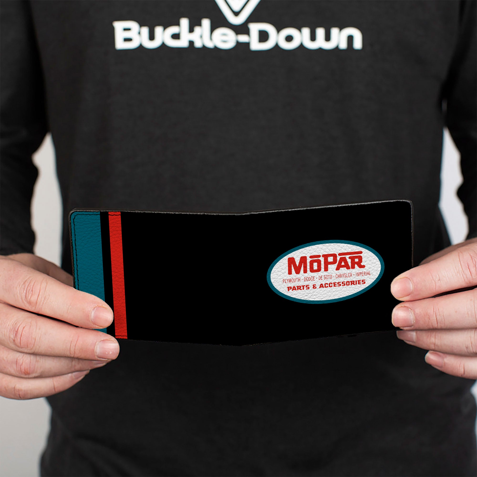 Bi-Fold Wallet - MOPAR 1954-1958 Logo + Side Stripe Black Blue Red Bi-Fold Wallets Mopar