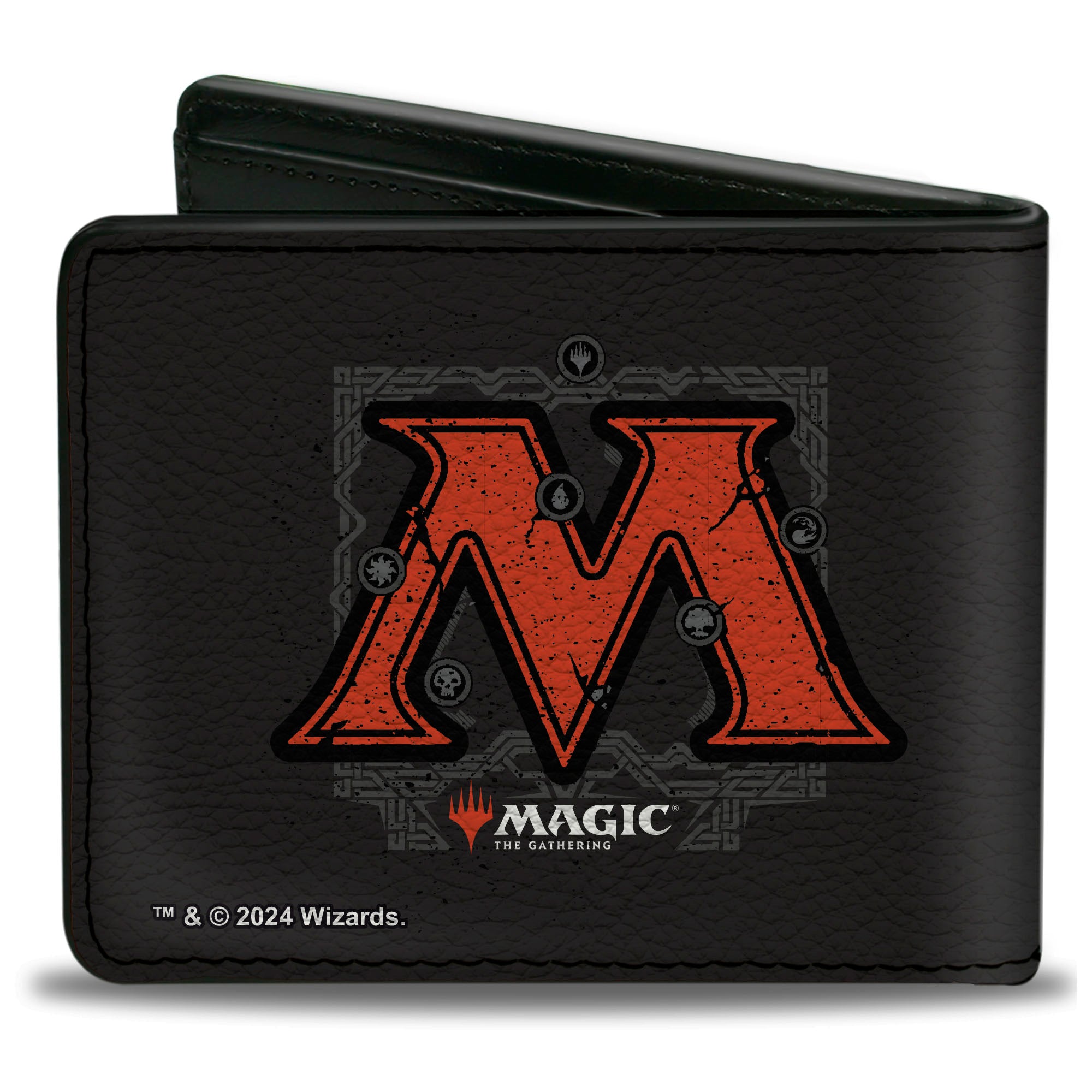 Bi-Fold Wallet - Magic the Gathering Planeswalker Mana Pentagon and Logo Black/Multi Color Bi-Fold Wallets Magic the Gathering